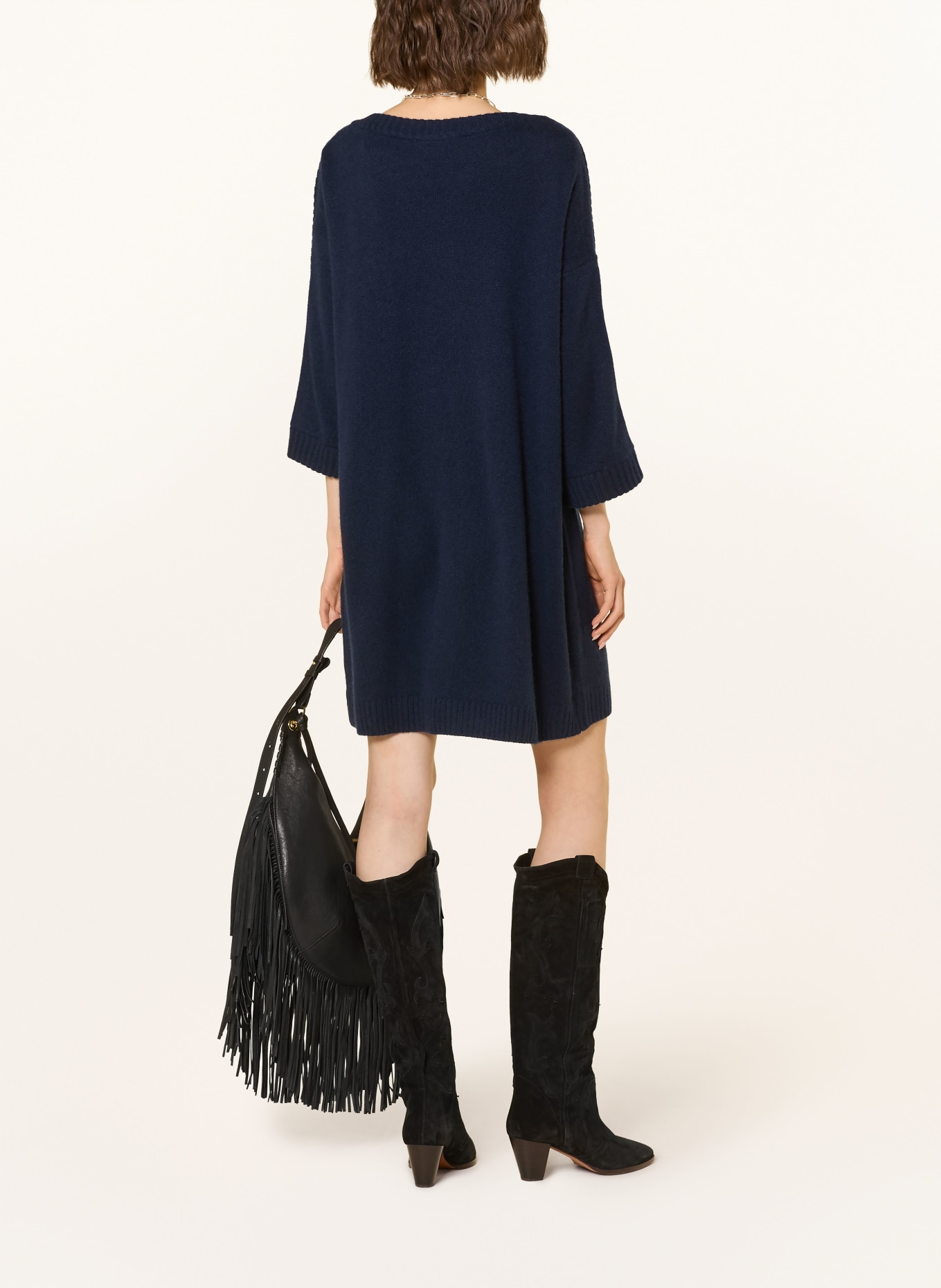ba&sh Pletené šaty COLEEN z kašmíru: TMAVĚ MODRÁ