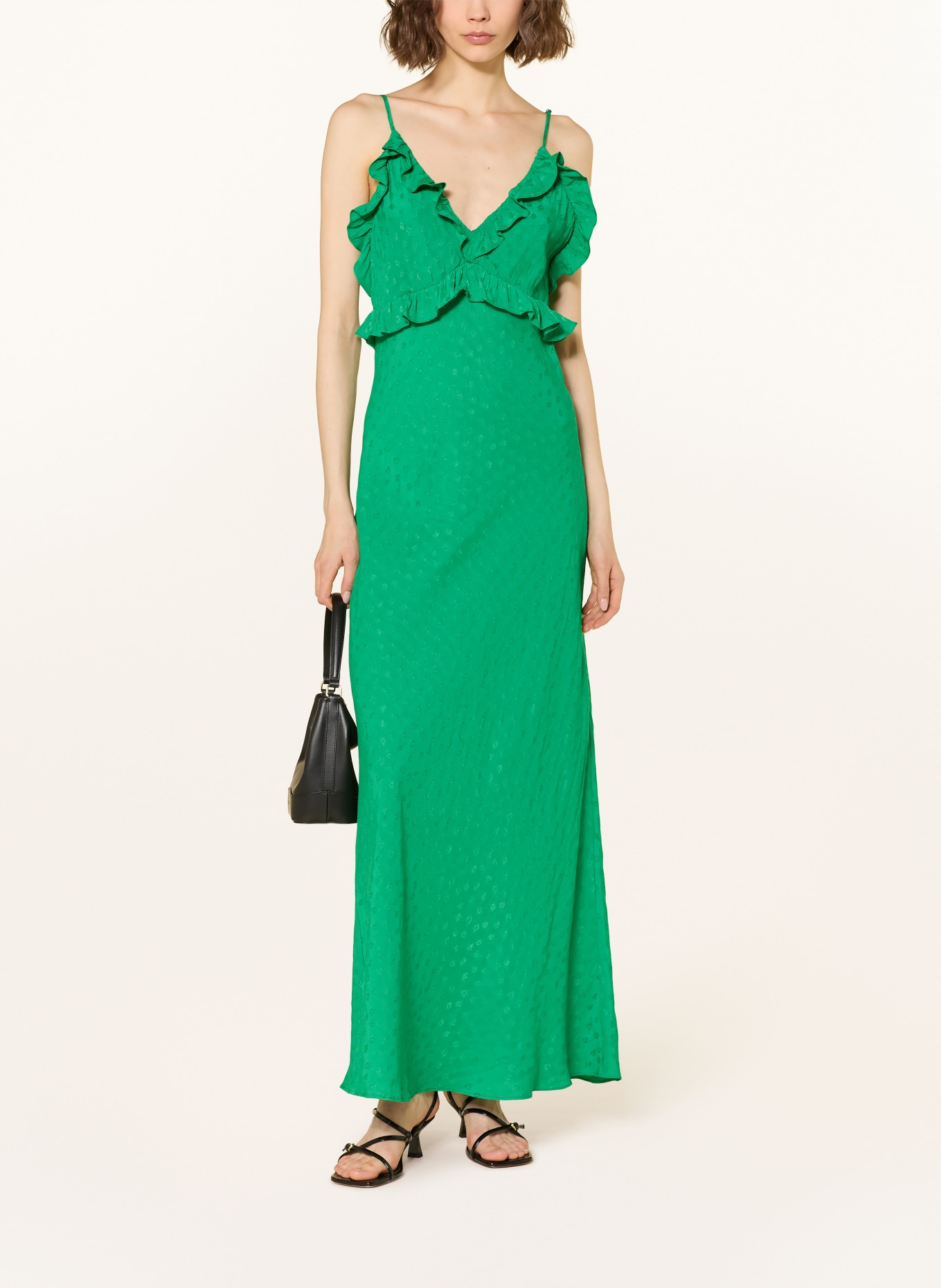 SANDRO Sukienka żakardowa z falbanami: ZIELONY