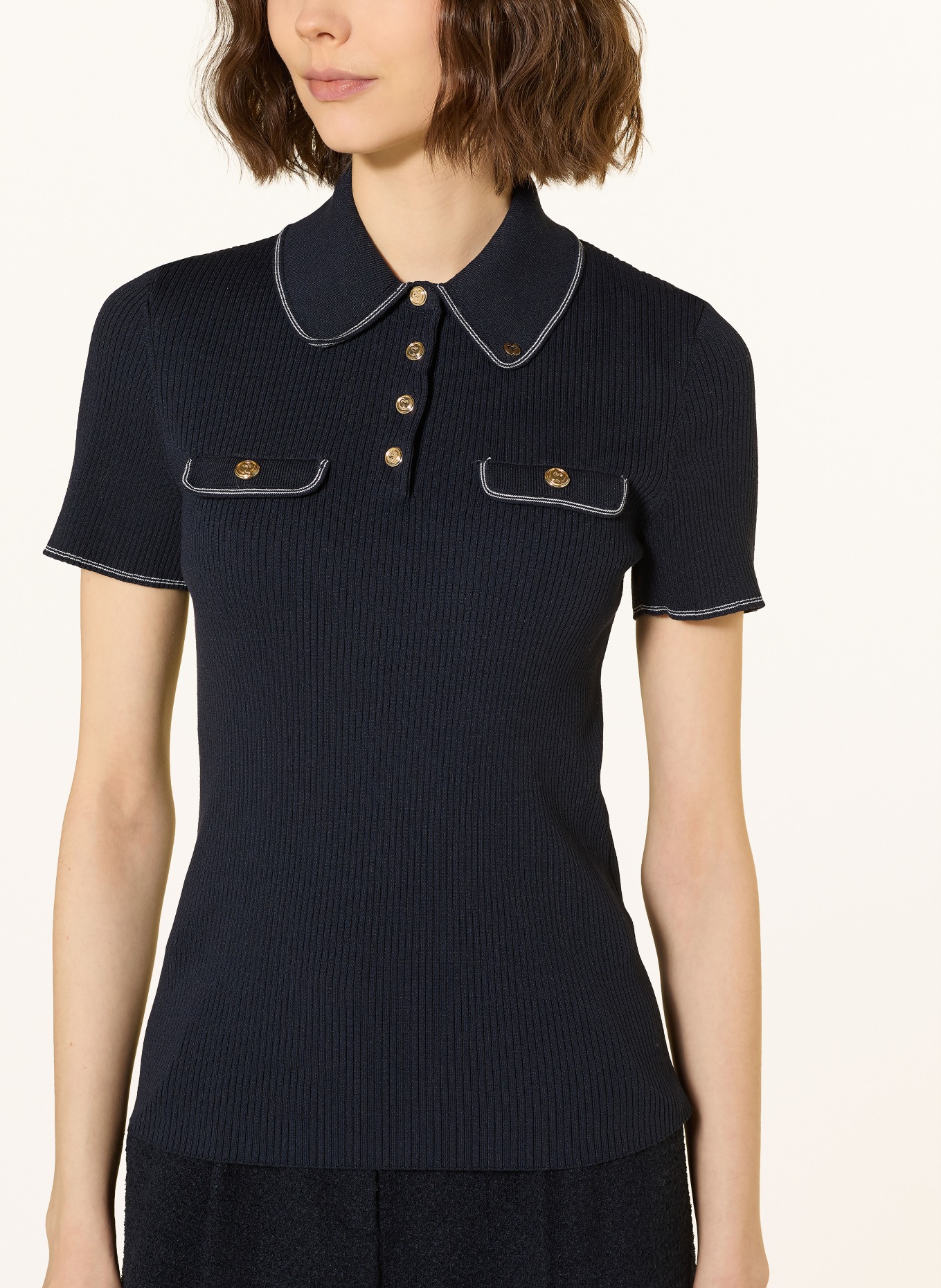 maje Dzianinowa koszulka polo: GRANATOWY