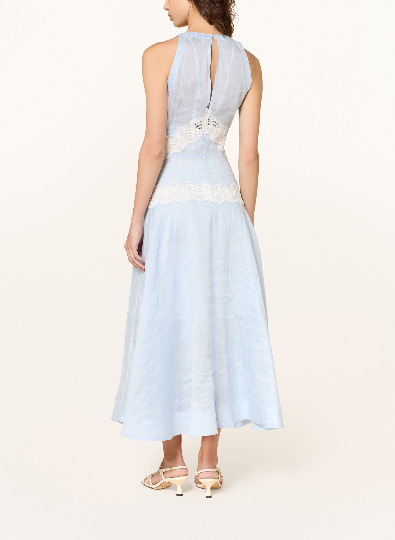 SANDRO Kleid mit Spitze: HELLBLAU / WEISS