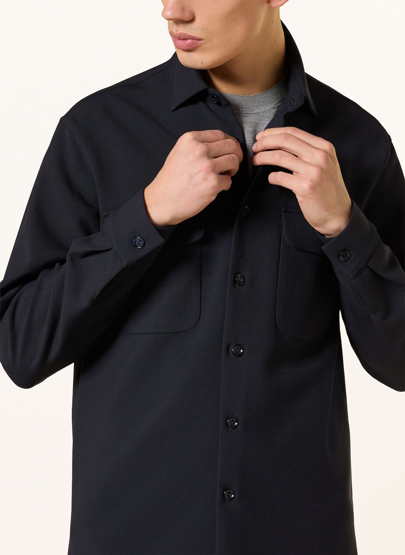 SANDRO Jersey-Overshirt: DUNKELBLAU