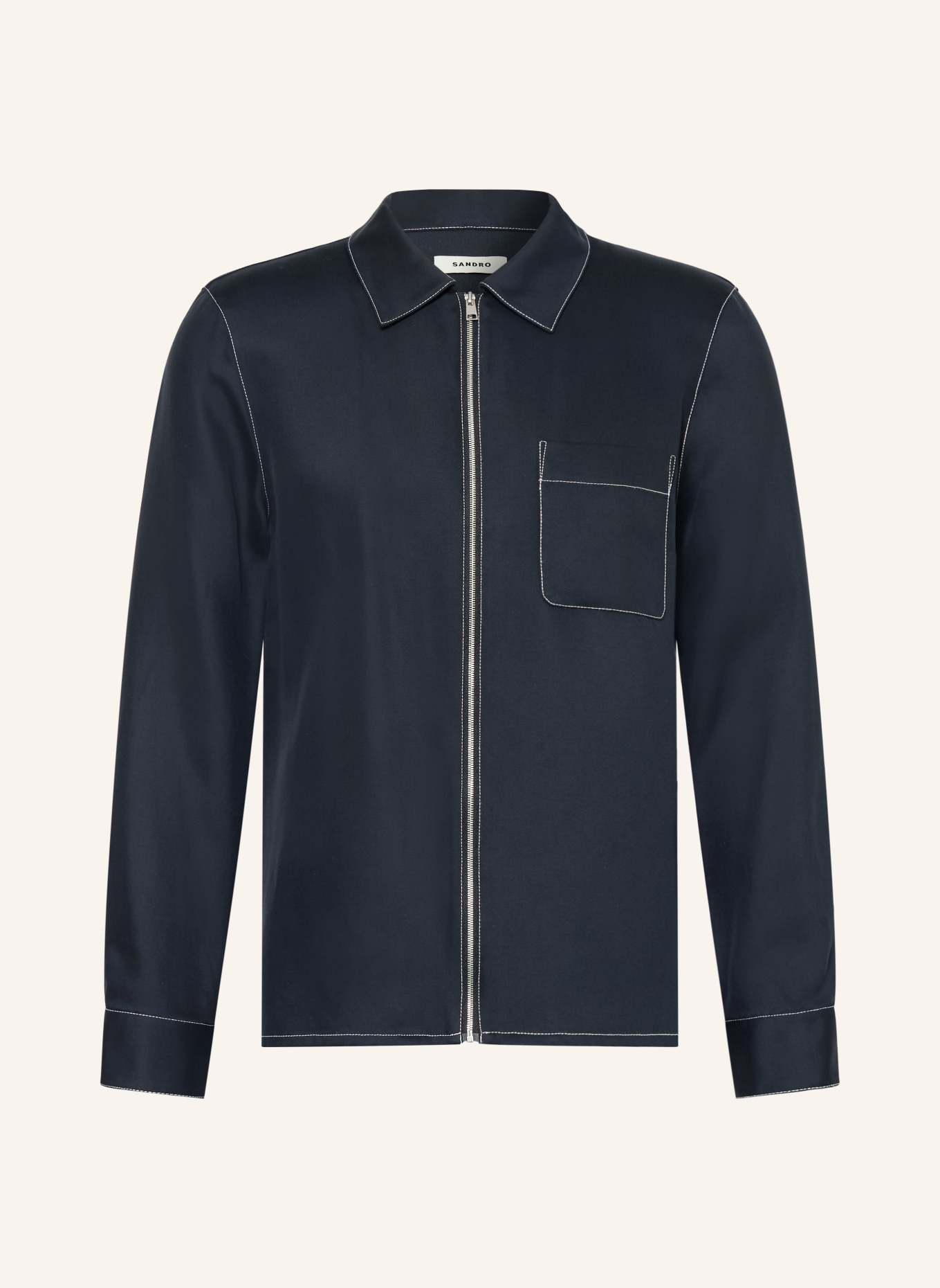 SANDRO Hemd Regular Fit: DUNKELBLAU / WEISS