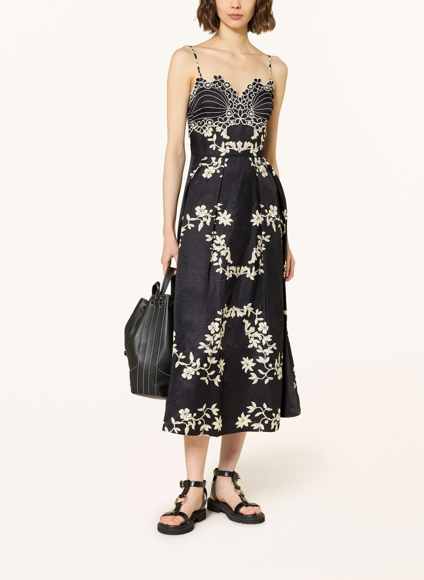 CLAUDIE PIERLOT Kleid: SCHWARZ / ECRU