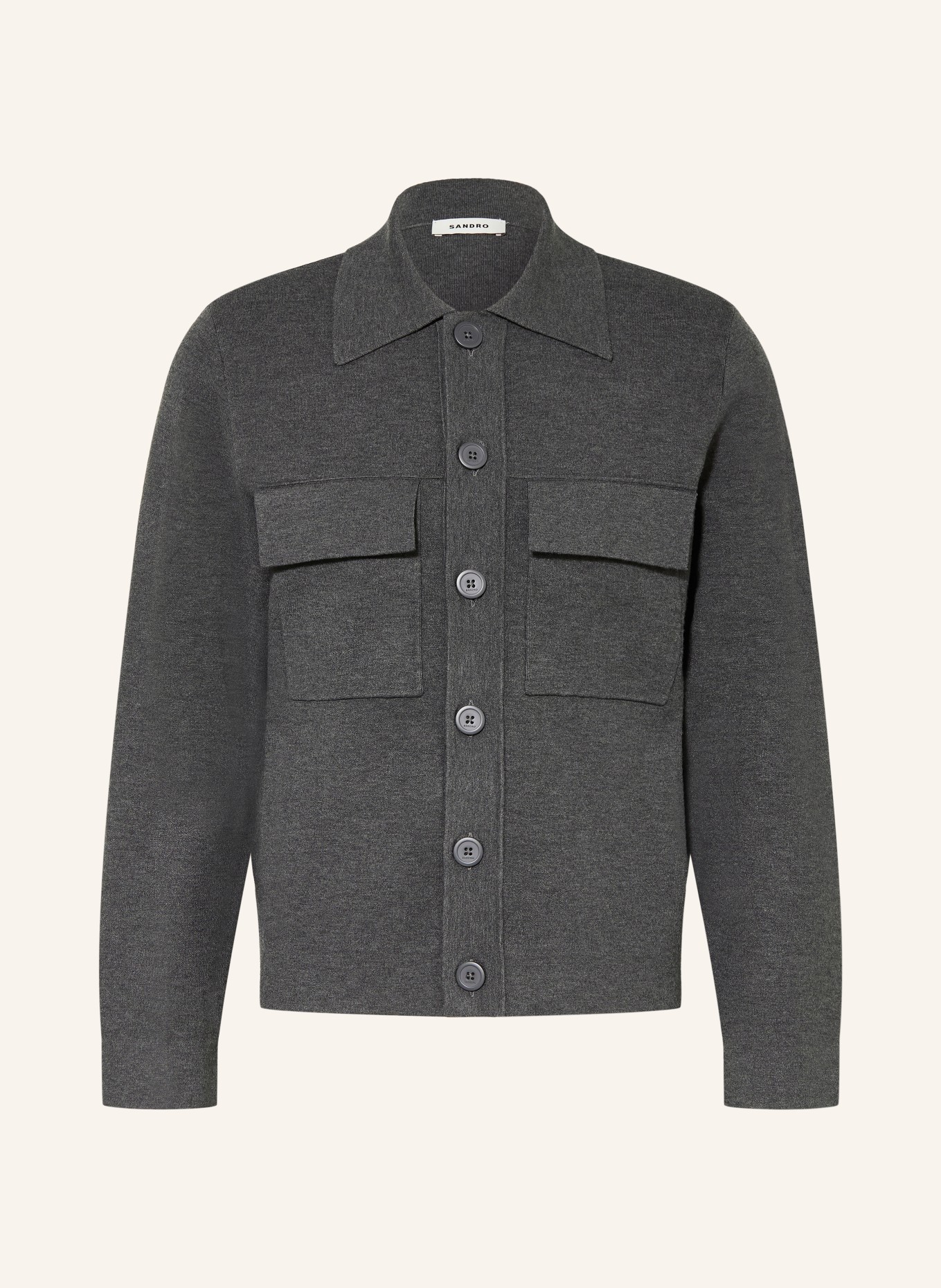 SANDRO Strick-Overjacket: DUNKELGRAU