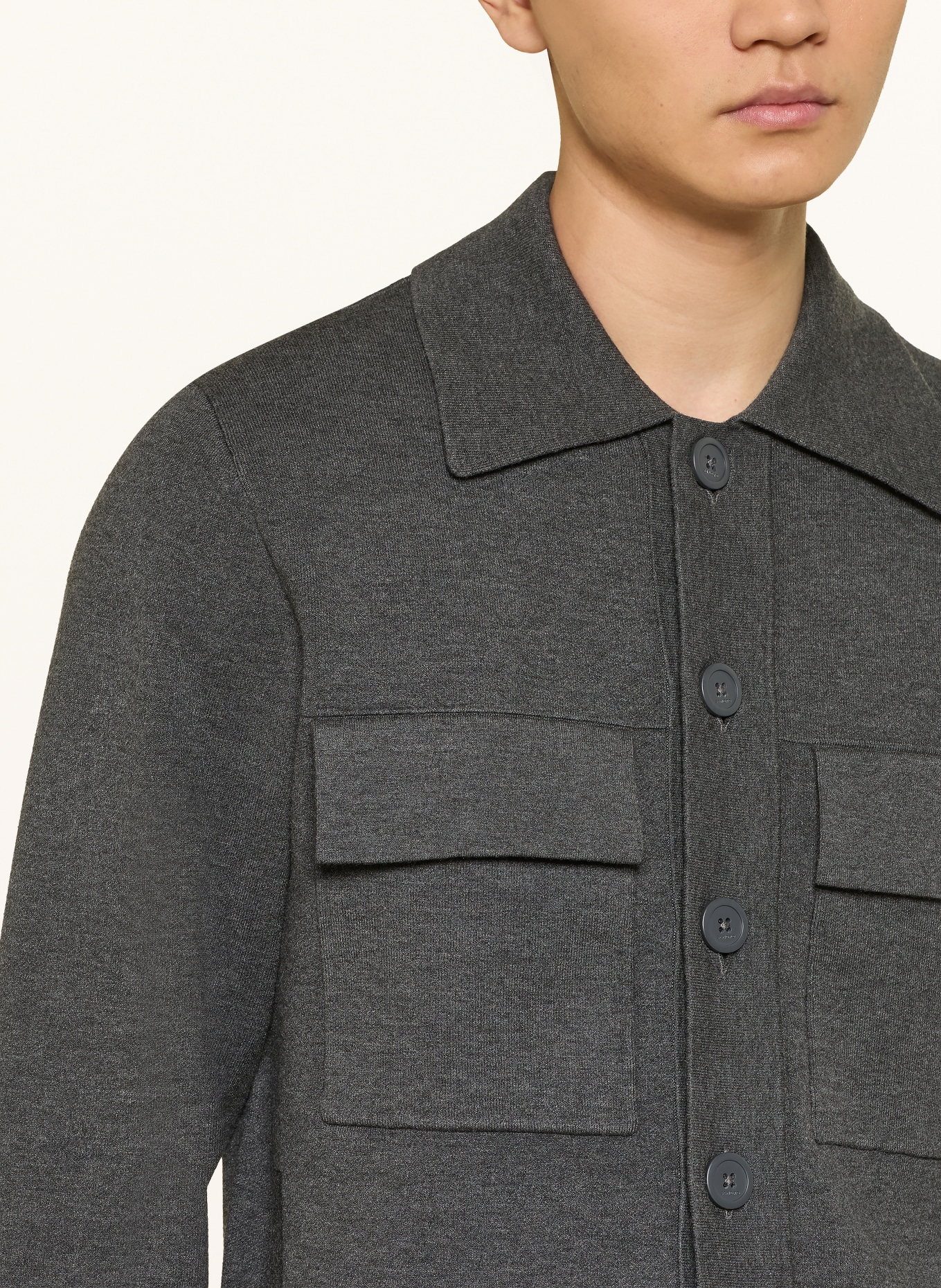 SANDRO Strick-Overjacket: DUNKELGRAU