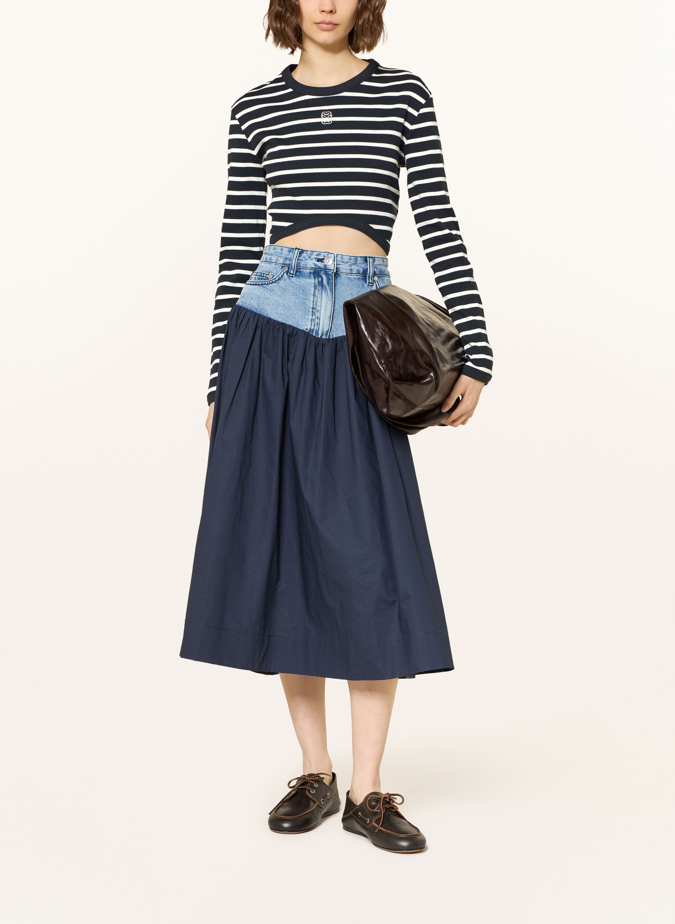 SANDRO Krótki rękaw z długim rękawem: GRANATOWY / BIAŁY