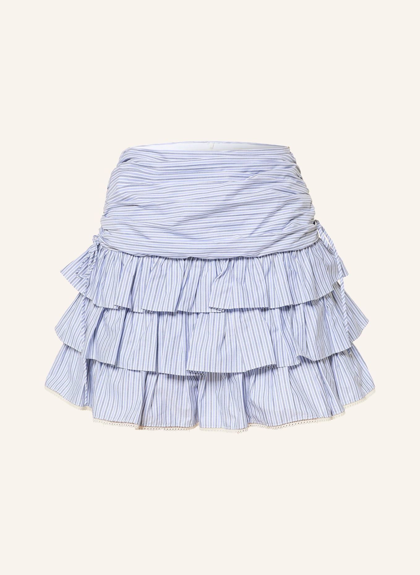 SANDRO Rock mit Rüschen: HELLBLAU / GRAU / WEISS