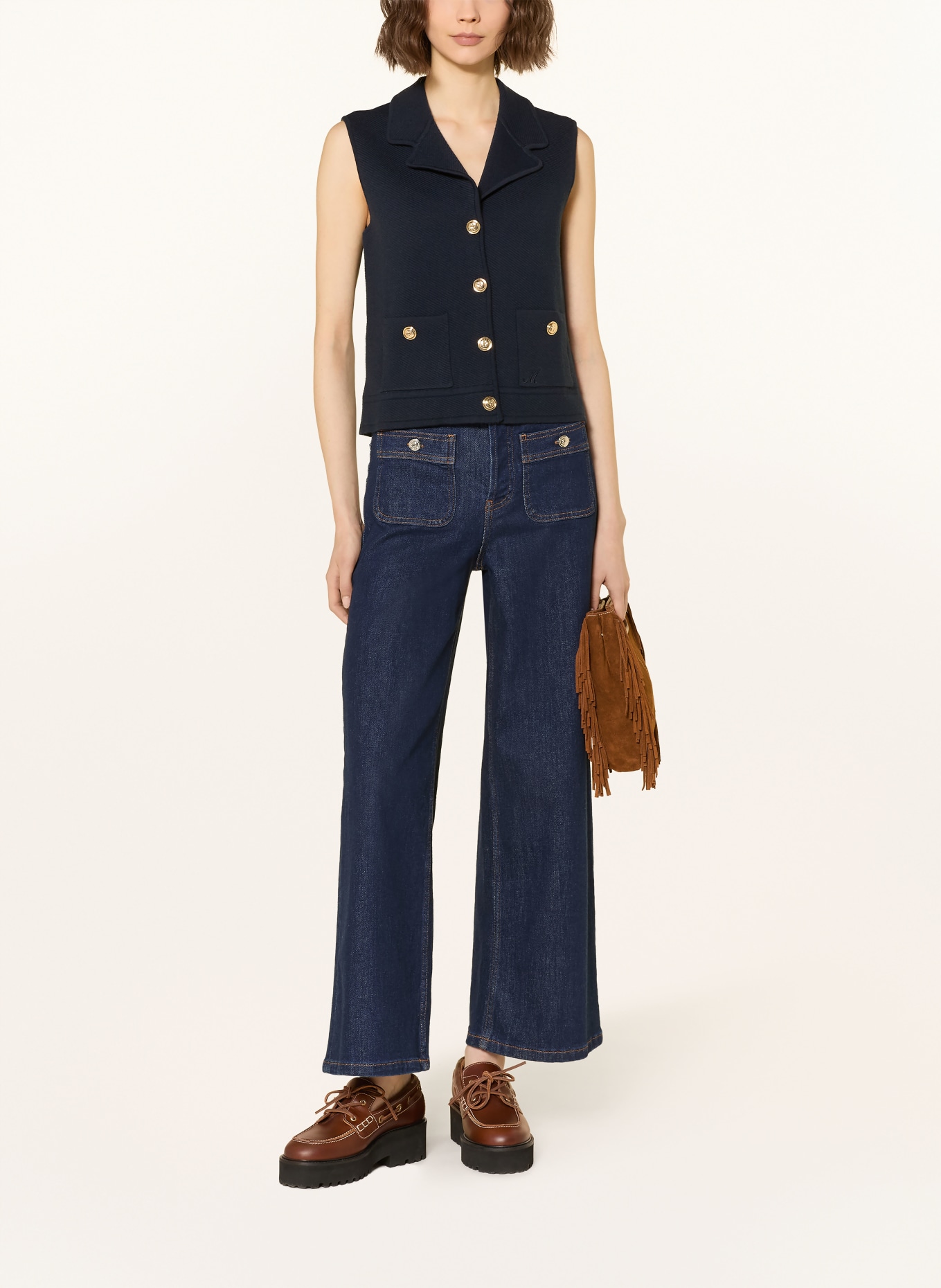 maje kamizelka z dzianiny: GRANATOWY / ZŁOTY