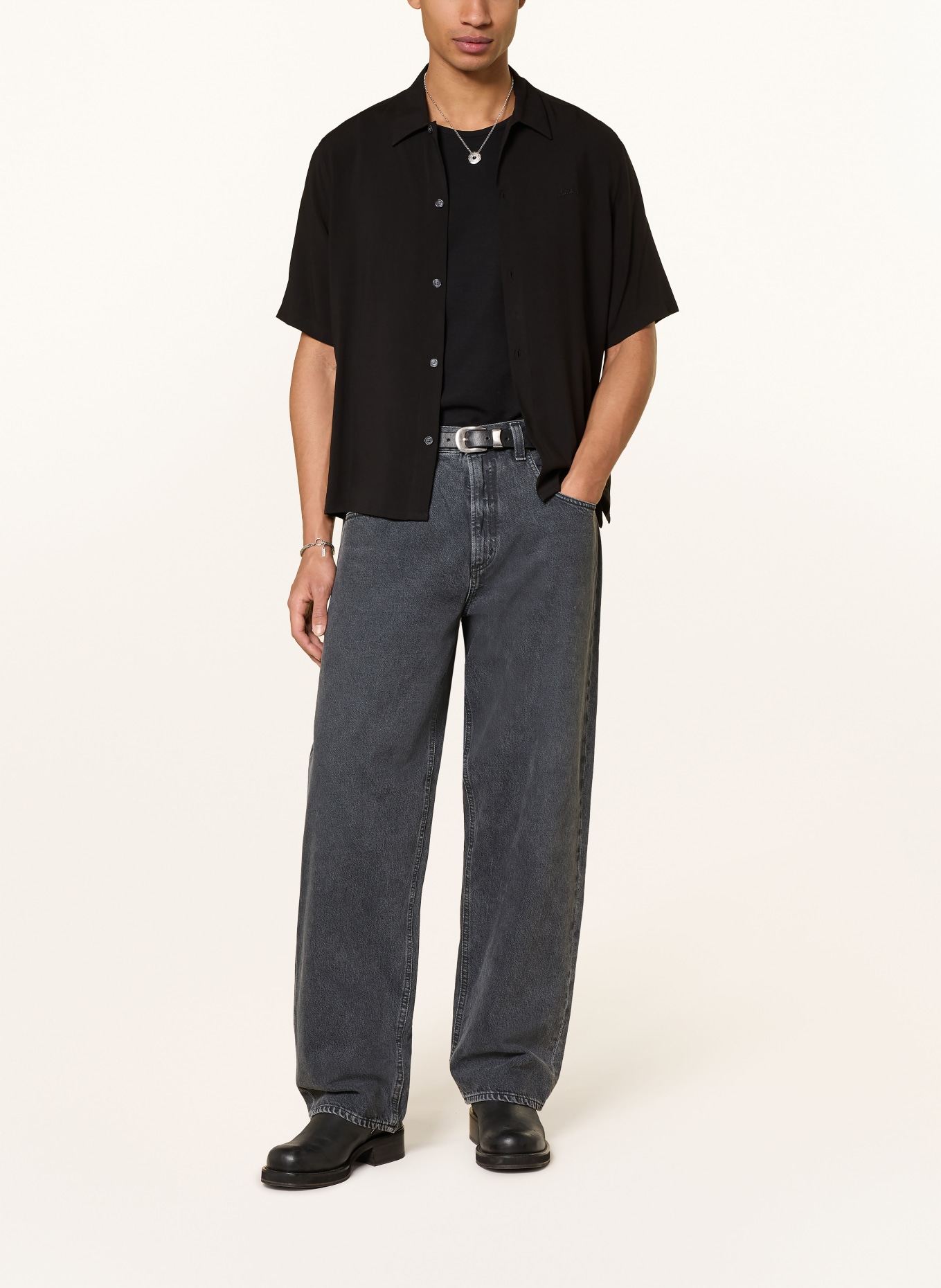 ALLSAINTS Kurzarm-Hemd BARON Comfort Fit: SCHWARZ