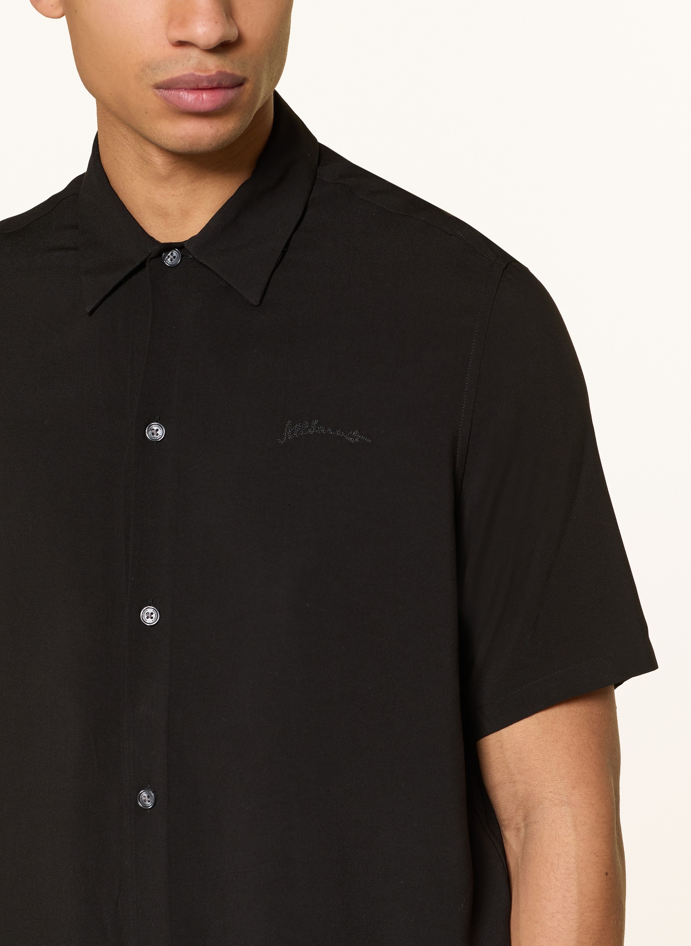 ALLSAINTS Kurzarm-Hemd BARON Comfort Fit: SCHWARZ