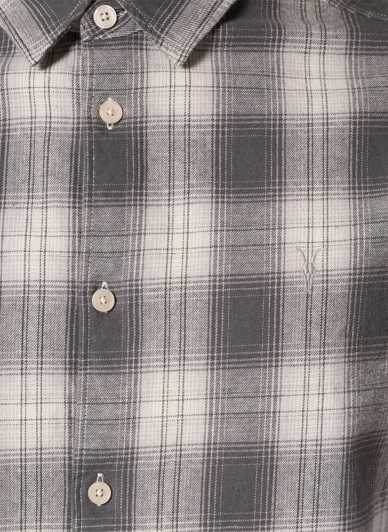 ALLSAINTS Flanellhemd KELBY Relaxed Fit: GRAU / ECRU / HELLGRAU