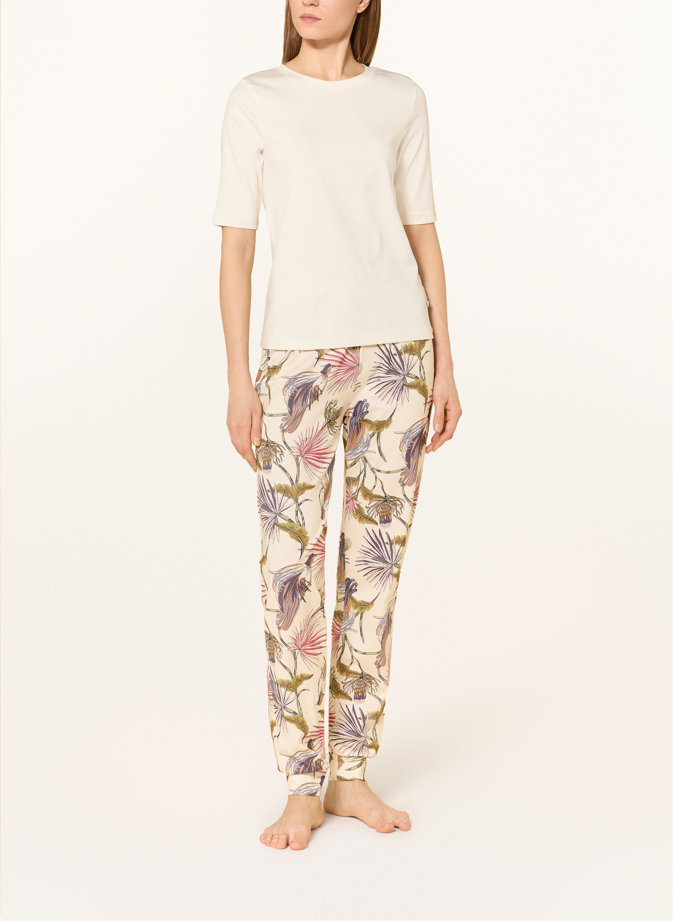 CALIDA pyžamové kalhoty: KRÉMOVÁ / TMAVĚ ČERVENÁ / TMAVĚ ZELENÁ