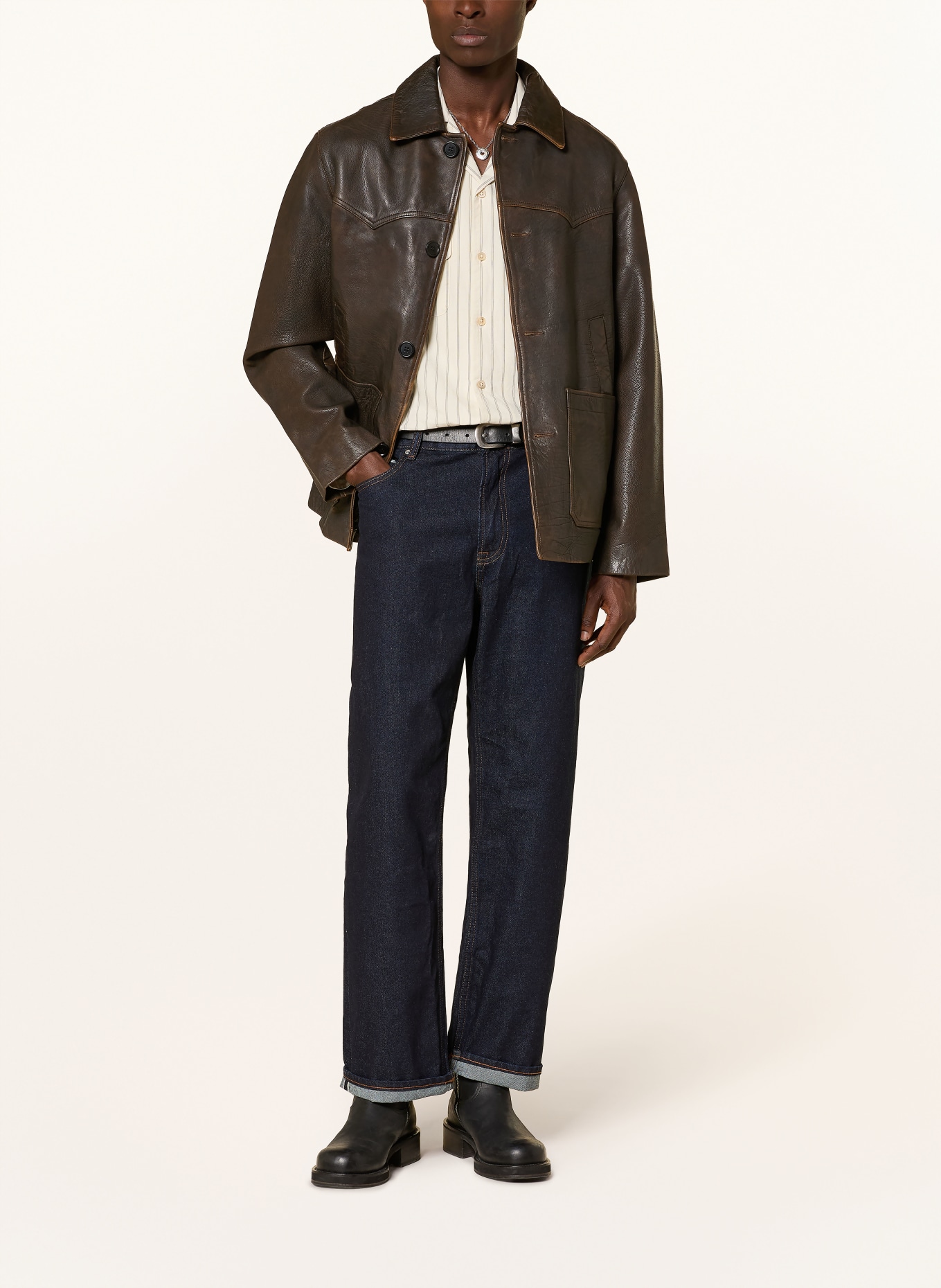 ALLSAINTS Lederjacke HARTWELL: DUNKELBRAUN