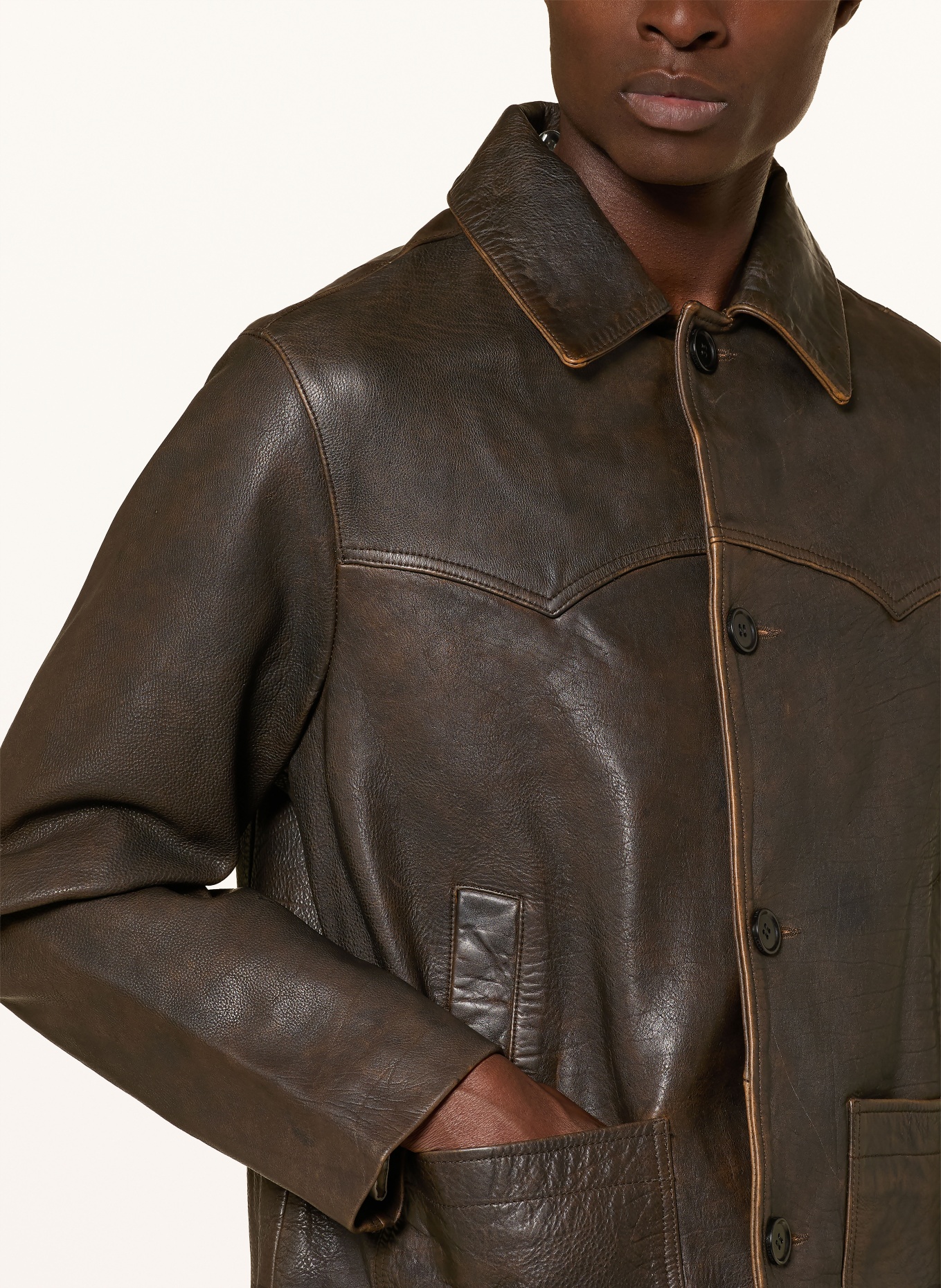 ALLSAINTS Lederjacke HARTWELL: DUNKELBRAUN