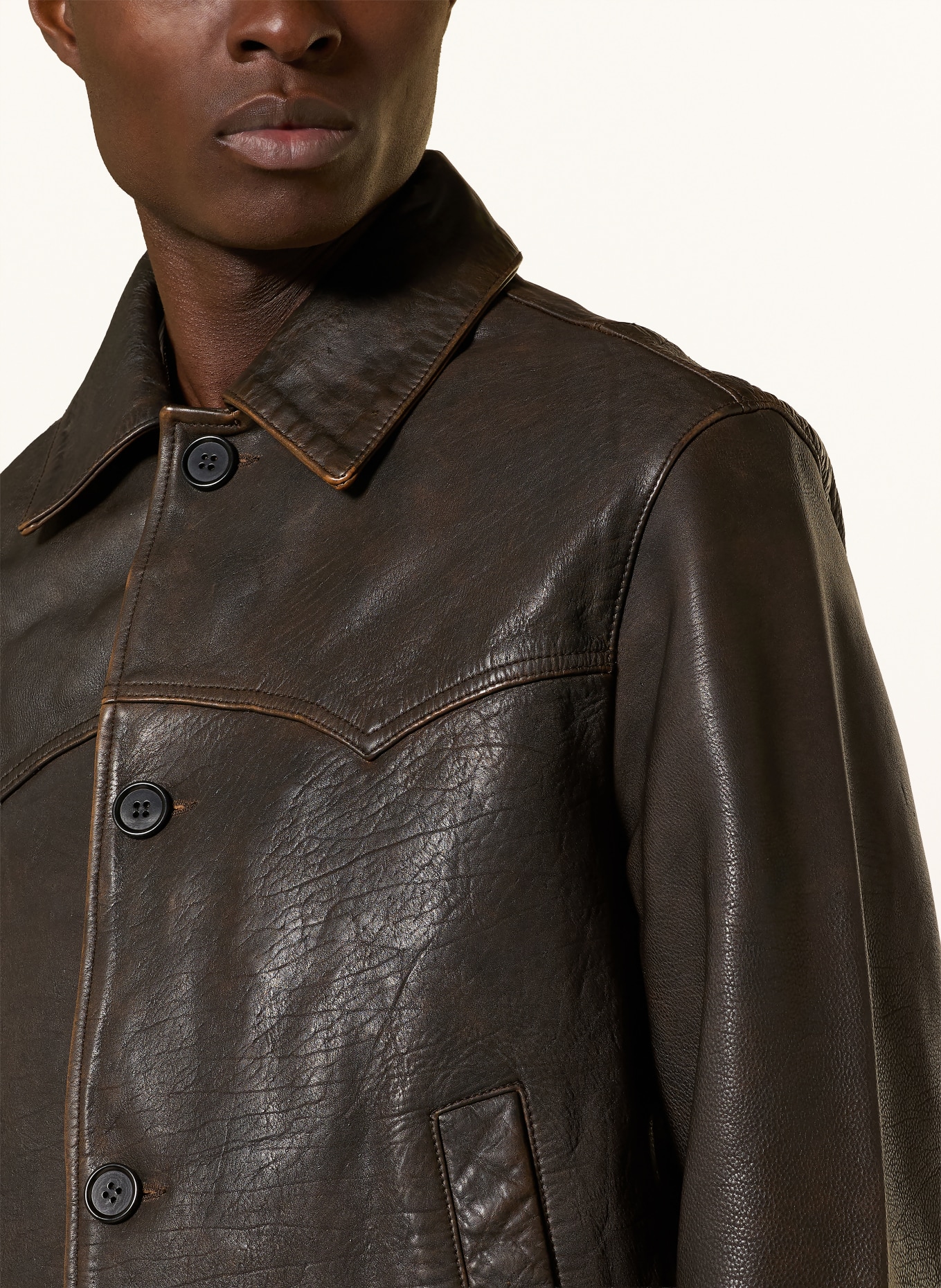 ALLSAINTS Lederjacke HARTWELL: DUNKELBRAUN