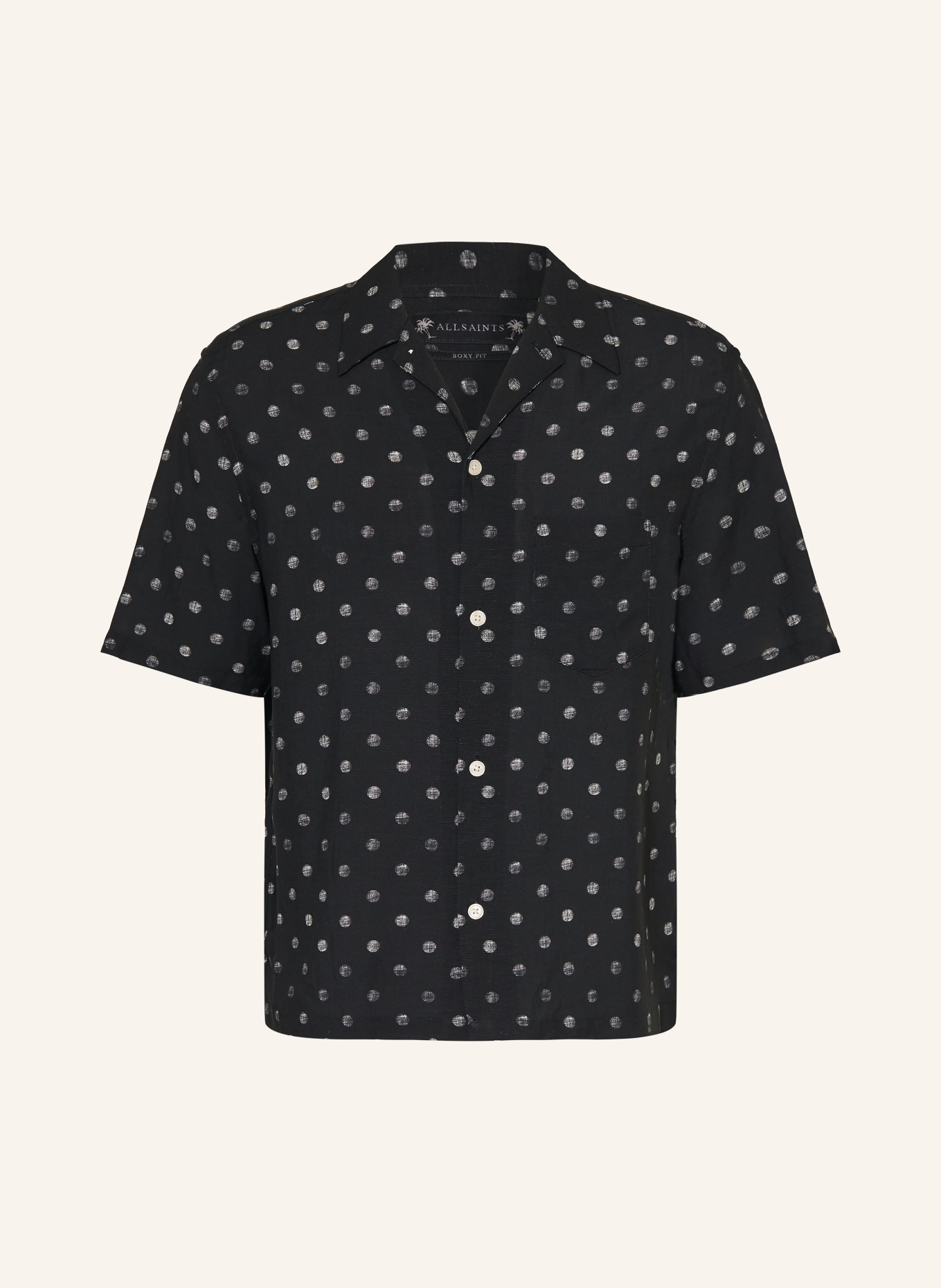 ALLSAINTS UPTON Comfort Fit resort shirt: BLACK / WHITE