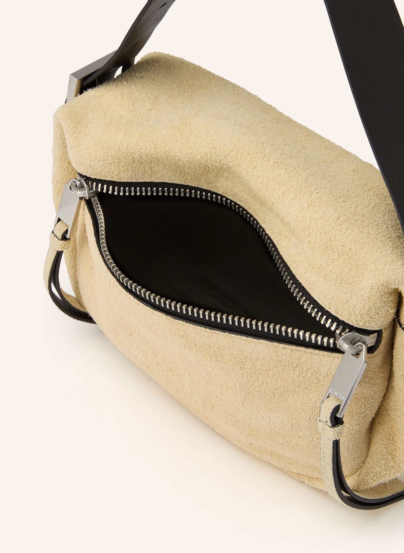 ALLSAINTS Schultertasche NOEMIE MINI: BEIGE / SILBER / SCHWARZ