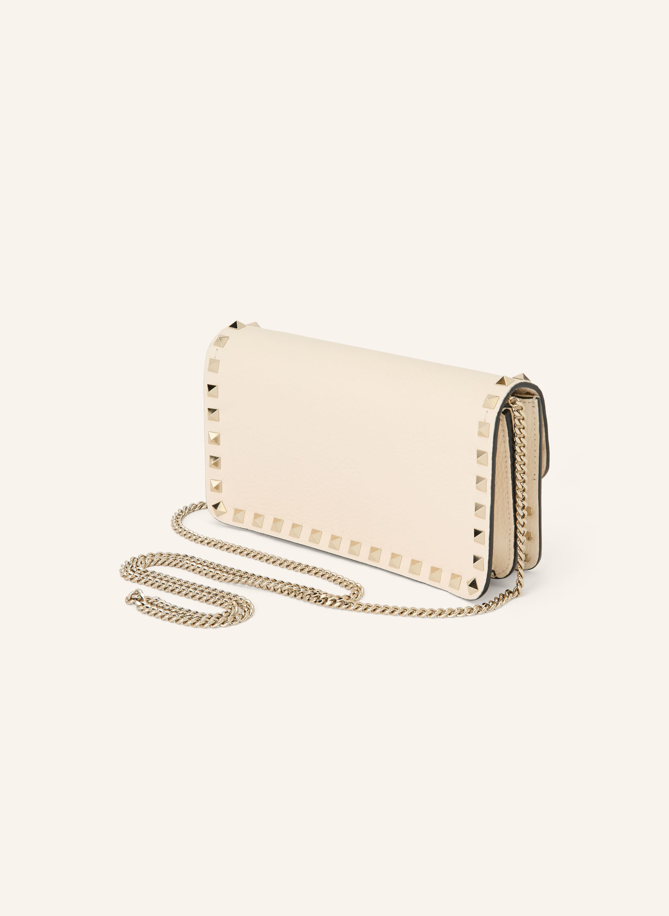 VALENTINO GARAVANI Portefeuille ROCKSTUD à bandoulière: CRÈME