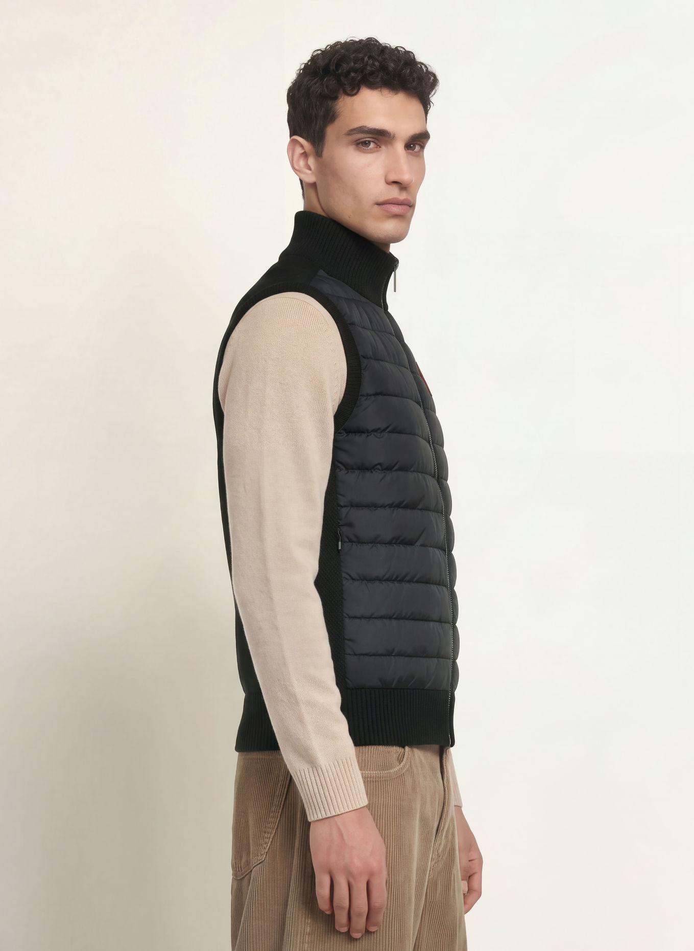 CANADA GOOSE Down vest HYBRIDGE in mixed materials: BLACK