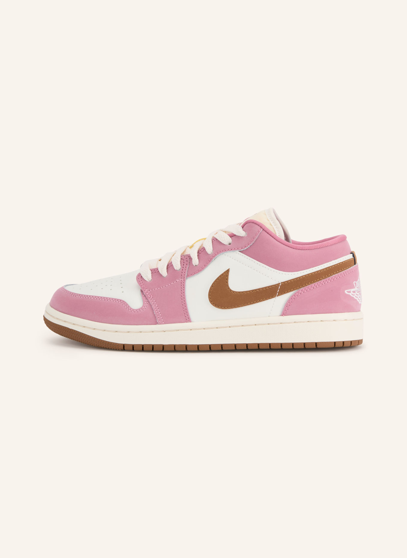 JORDAN Sneaker AIR JORDAN 1 LOW: FUCHSIA / BRAUN / WEISS