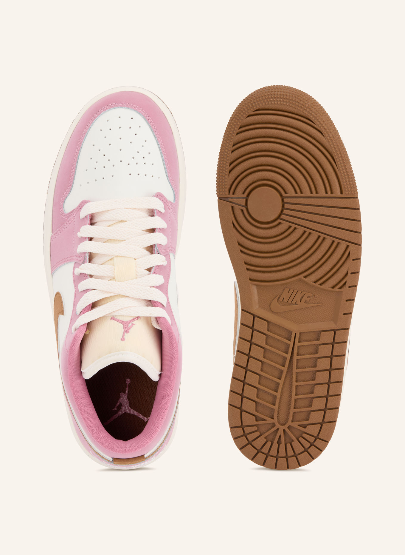 JORDAN Sneaker AIR JORDAN 1 LOW: FUCHSIA / BRAUN / WEISS