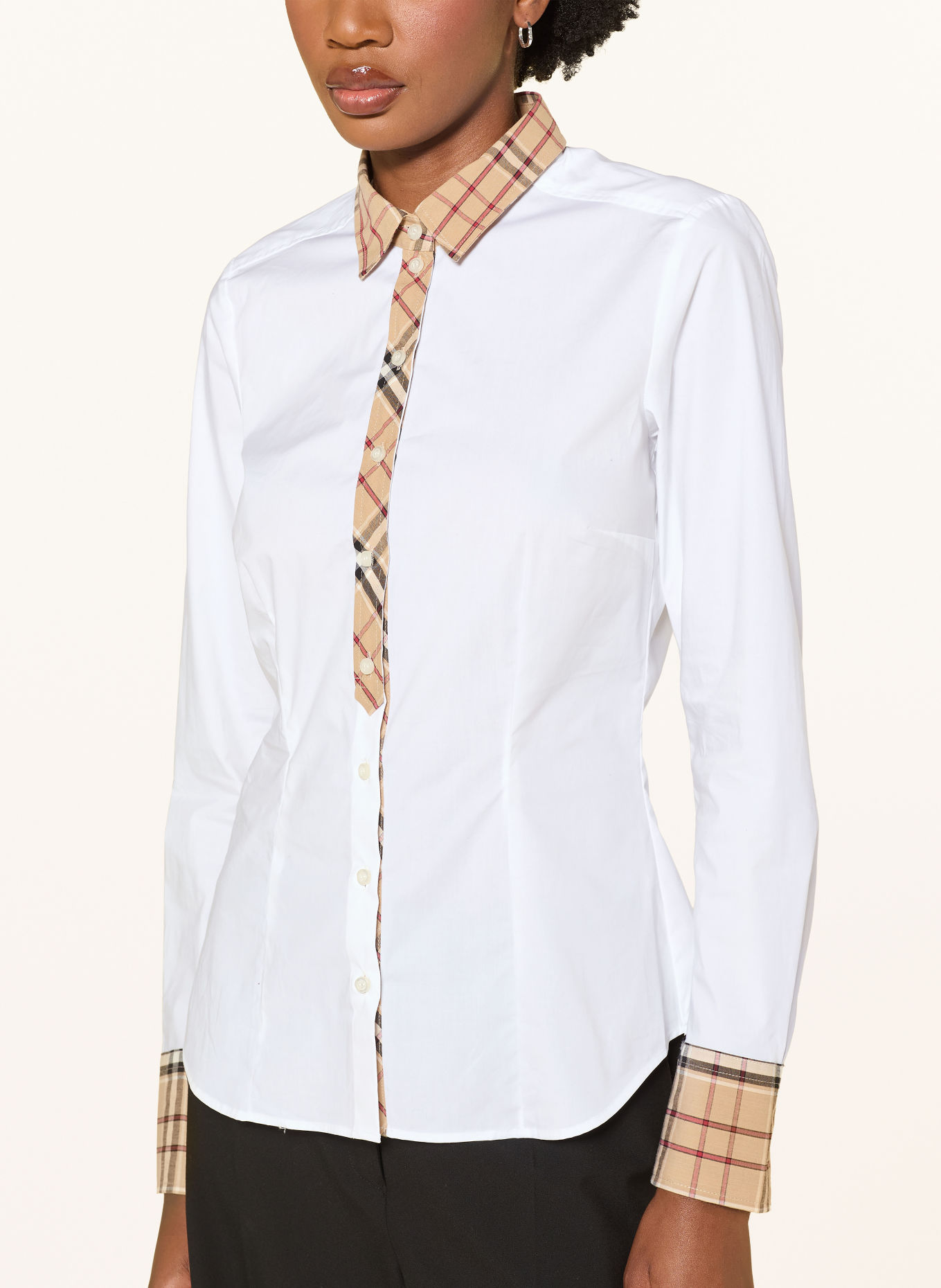 seidensticker Shirt blouse: WHITE / CAMEL / DARK RED