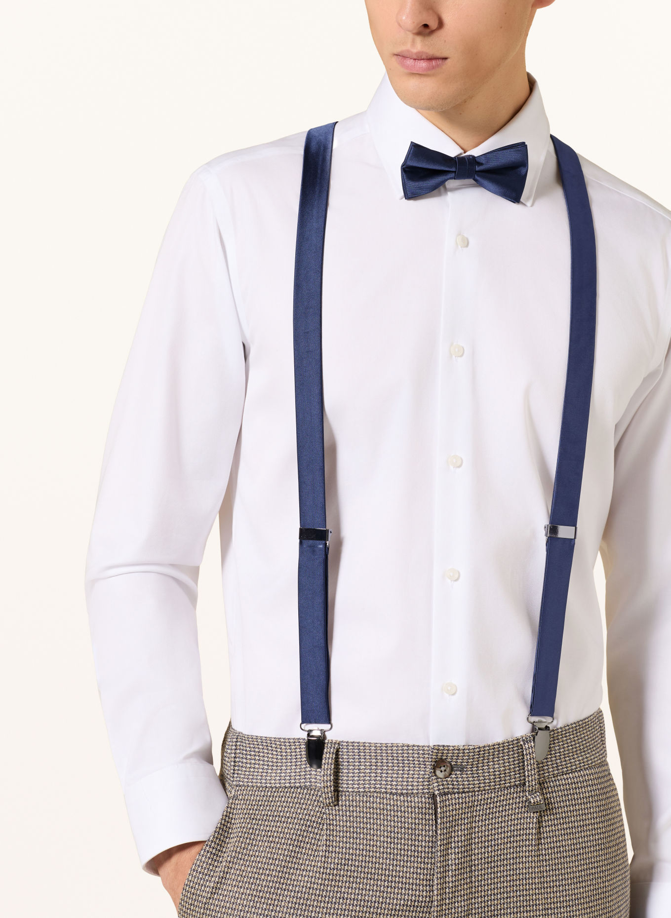 MONTI Set SALVO: bretels, Vlinderdas en Pochet: DONKERBLAUW