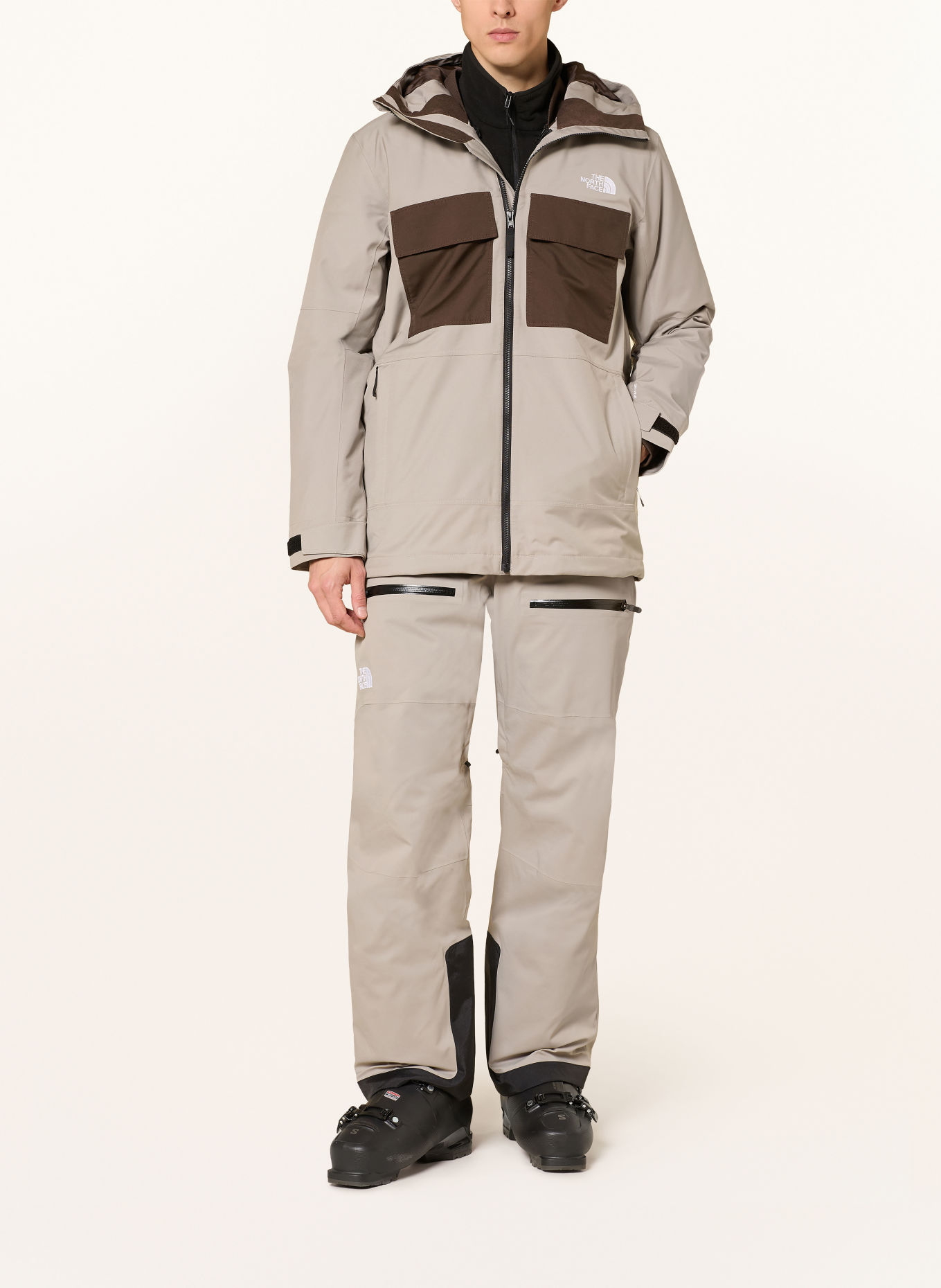 THE NORTH FACE Skijacke FOURBARREL TRICLIMATE: GRAU / DUNKELBRAUN