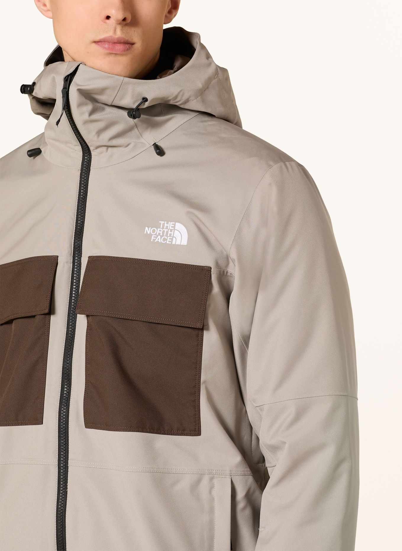 THE NORTH FACE Skijacke FOURBARREL TRICLIMATE: GRAU / DUNKELBRAUN