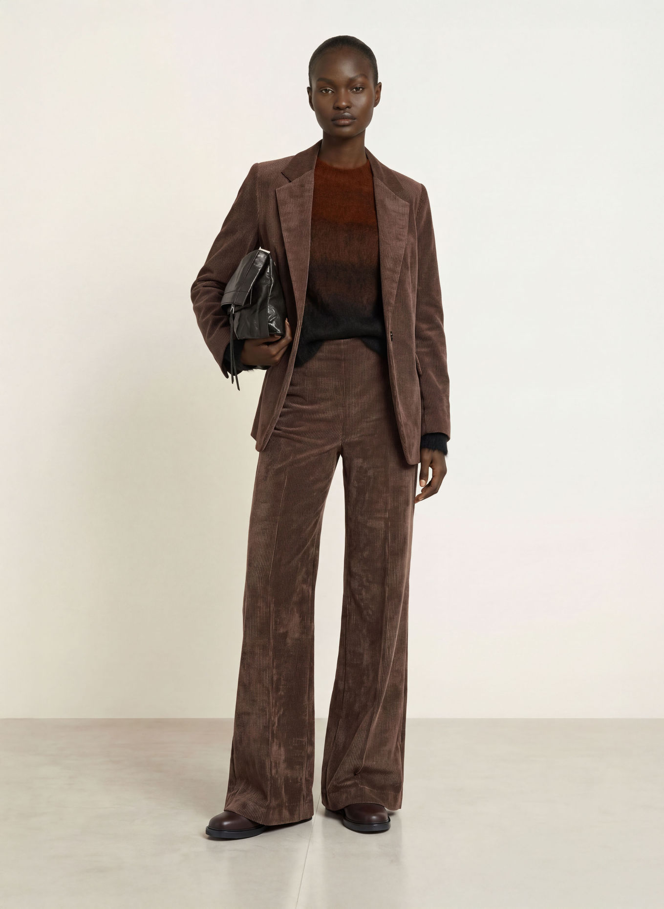 DRYKORN Wide leg trousers BEFORE made of corduroy: DARK BROWN