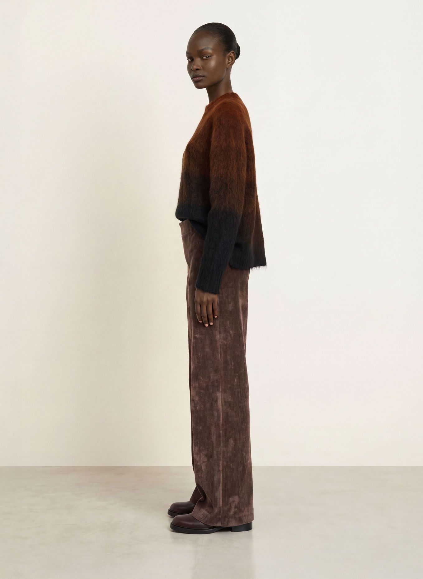 DRYKORN Wide leg trousers BEFORE made of corduroy: DARK BROWN