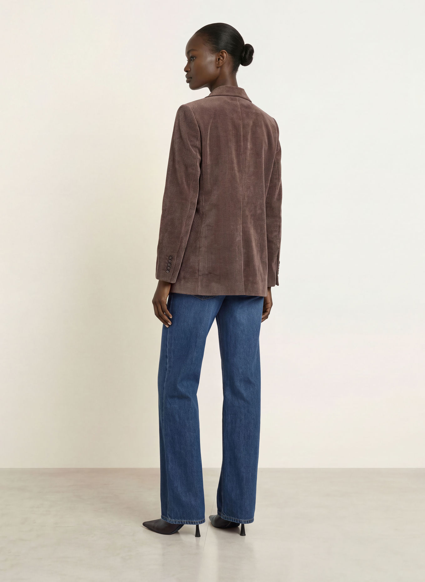 DRYKORN Long blazer GLENDALE in corduroy: DARK BROWN