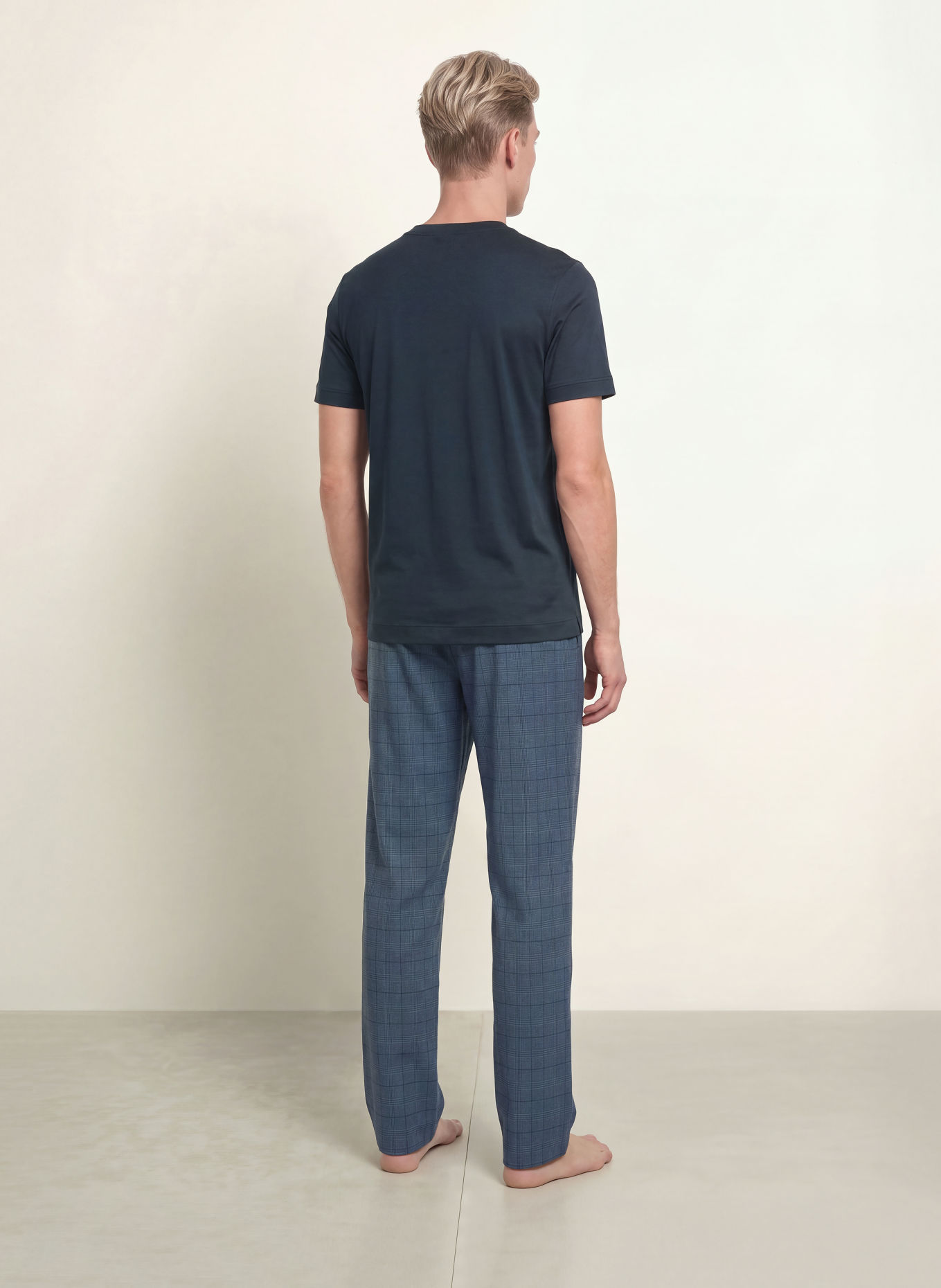 zimmerli Schlafhose COZY FLANNELL aus Flanell: HELLBLAU / DUNKELGRAU
