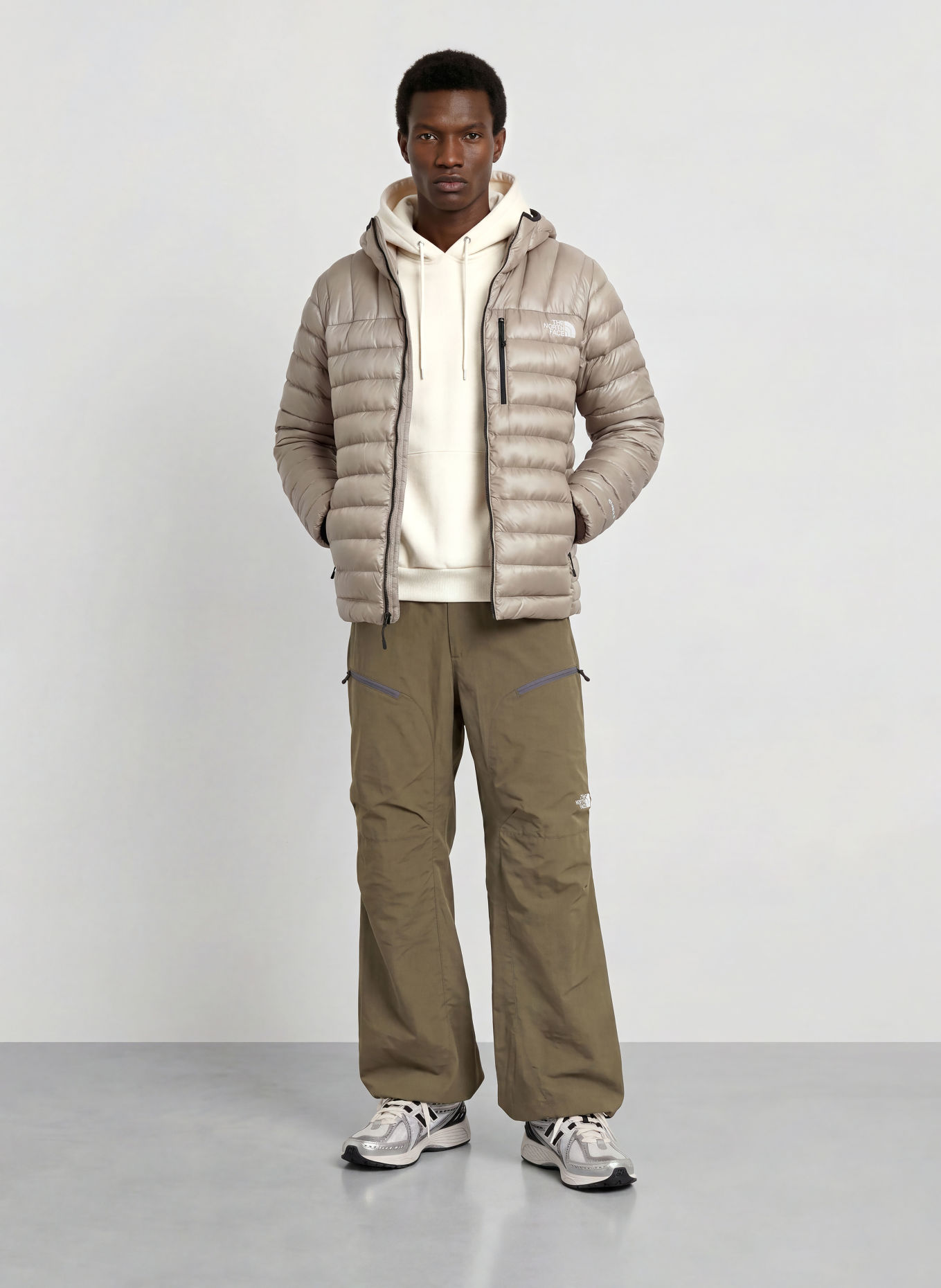 THE NORTH FACE SUMMIT BREITHORN Down Jacket: TAUPE / WHITE / BLACK