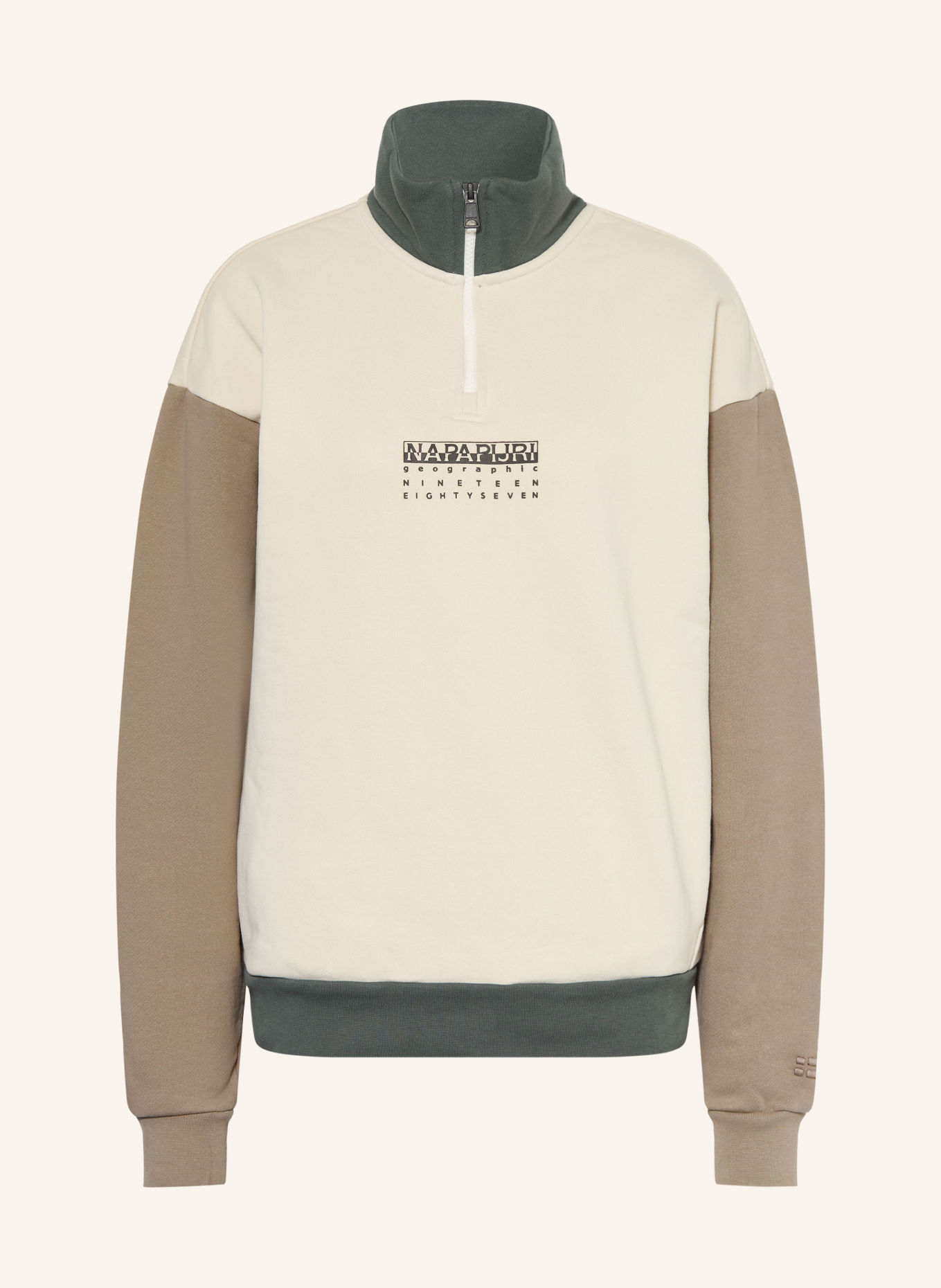 NAPAPIJRI Sweat-Troyer: ECRU / KHAKI / DUNKELGRÜN
