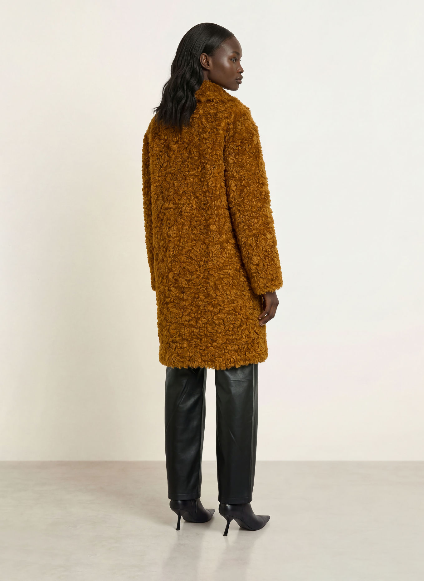 STAND STUDIO CAMILLE faux fur coat: BROWN