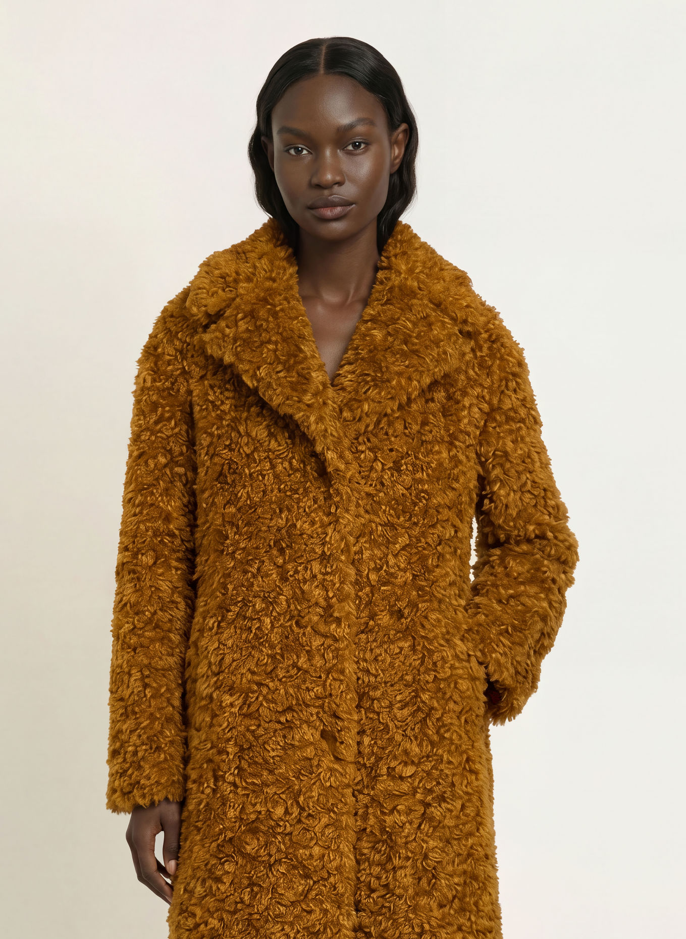 STAND STUDIO CAMILLE faux fur coat: BROWN