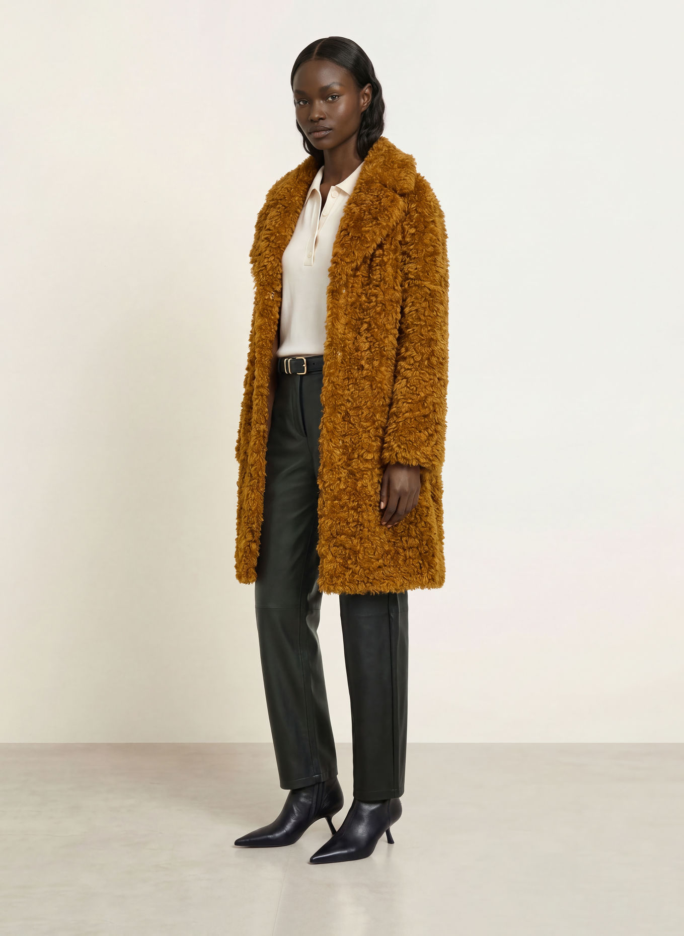 STAND STUDIO CAMILLE faux fur coat: BROWN