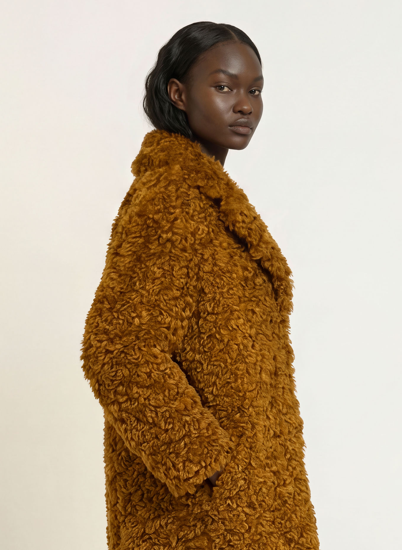 STAND STUDIO CAMILLE faux fur coat: BROWN