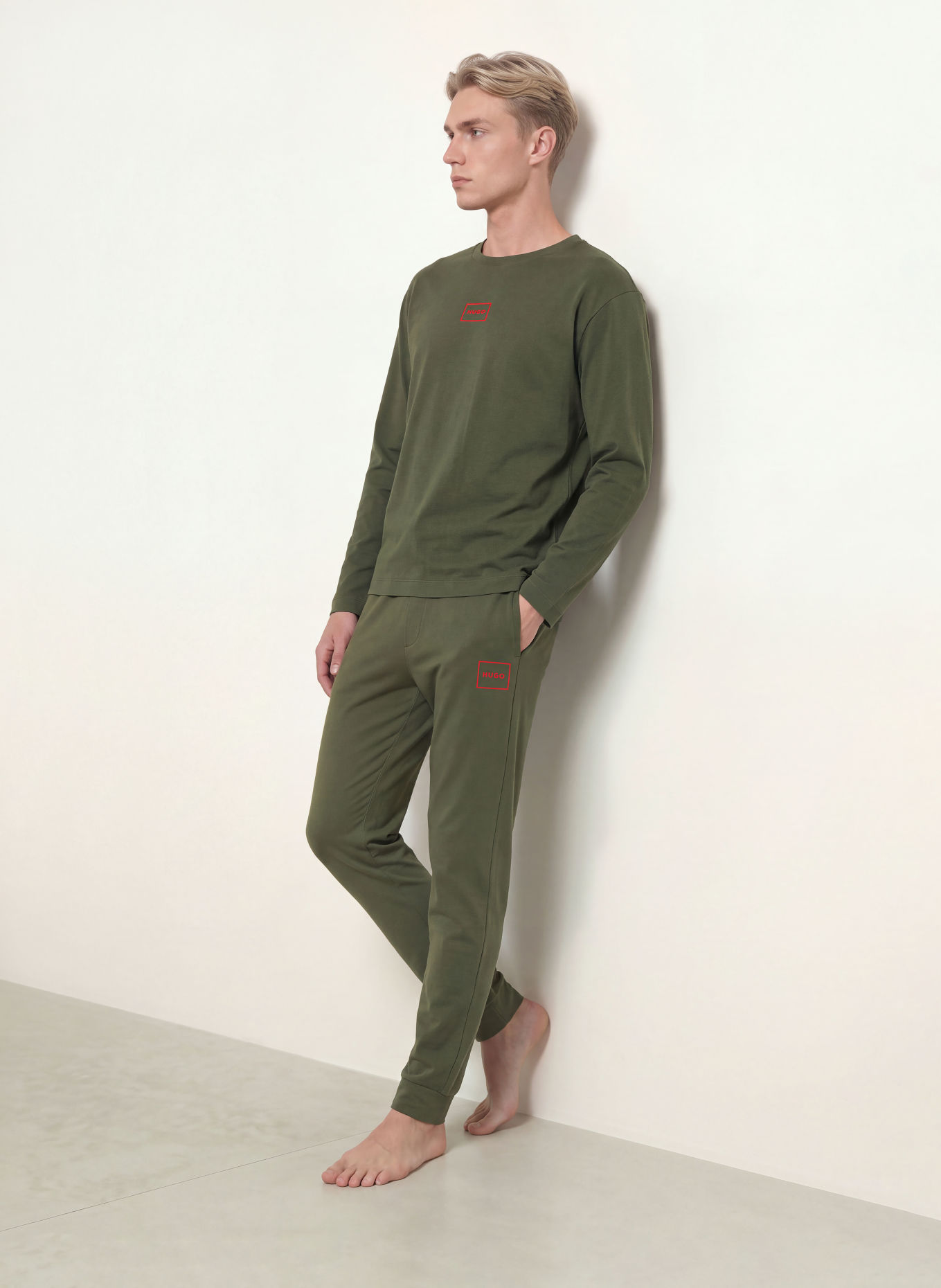 HUGO Schlafshirt LAZE: DUNKELGRÜN