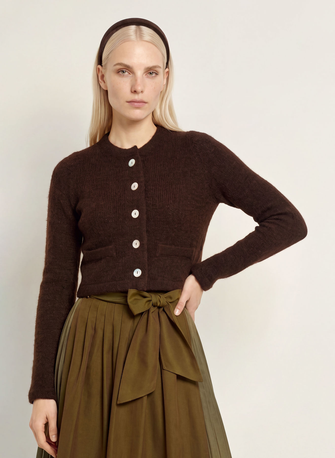 CocoVero Cardigan MORA: DARK BROWN