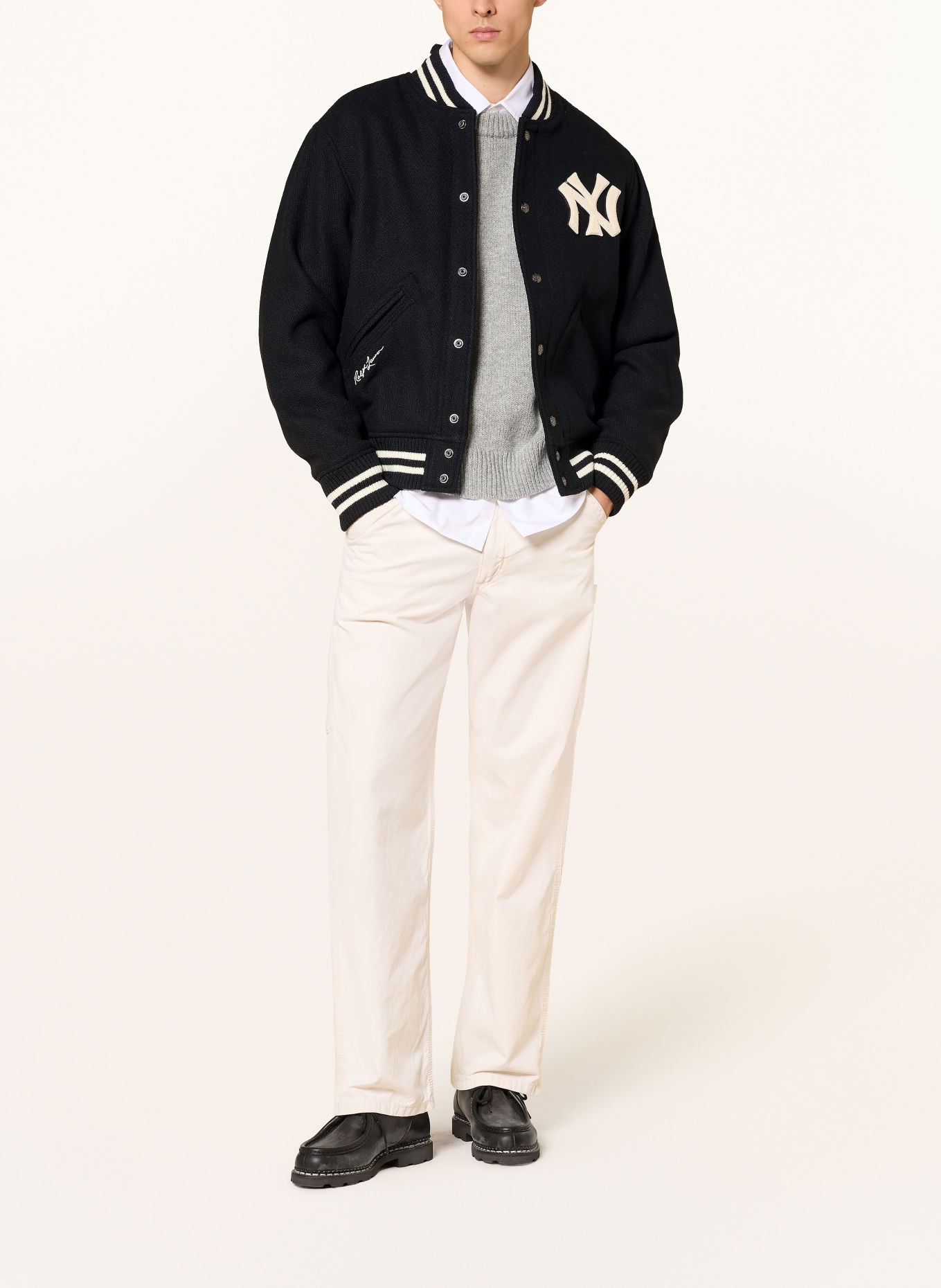 POLO RALPH LAUREN College jacket: BLACK / WHITE