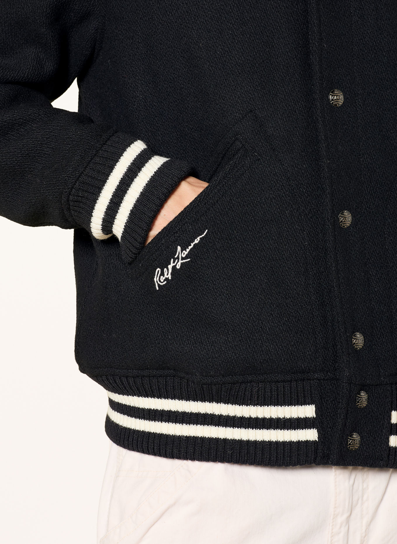 POLO RALPH LAUREN College jacket: BLACK / WHITE