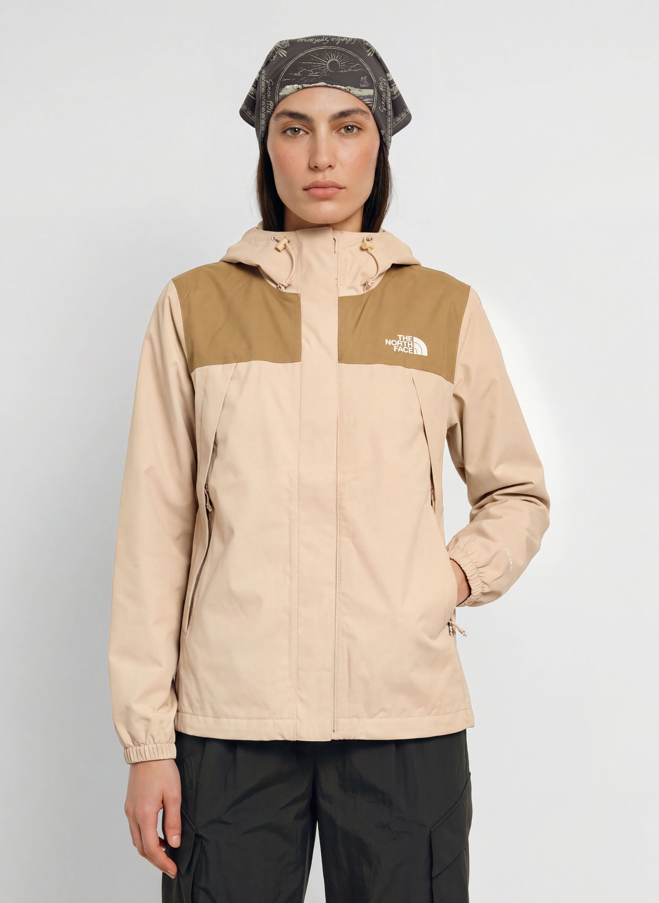 THE NORTH FACE ANTORA Rain jacket: BEIGE / BROWN