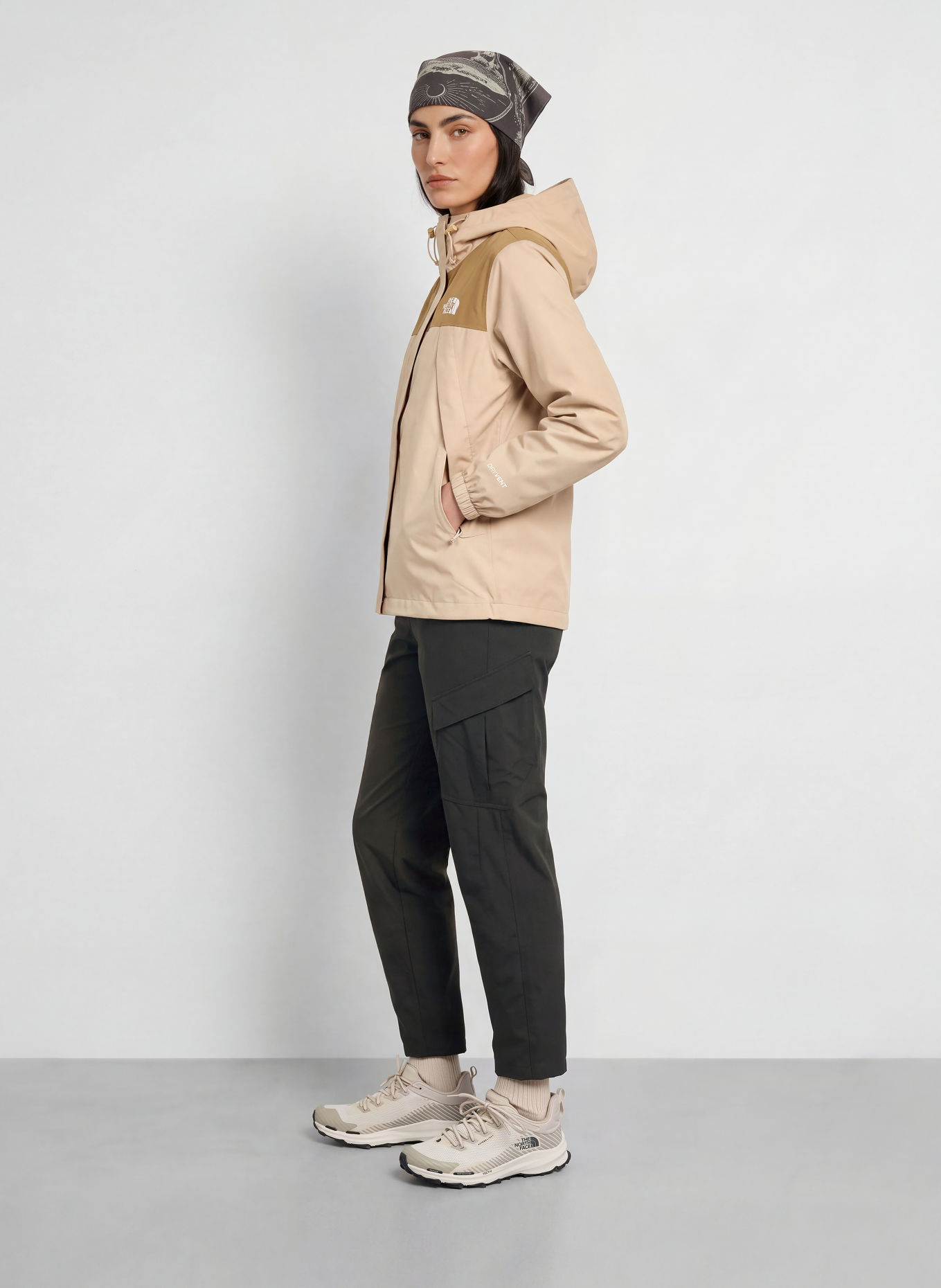 THE NORTH FACE ANTORA Rain jacket: BEIGE / BROWN