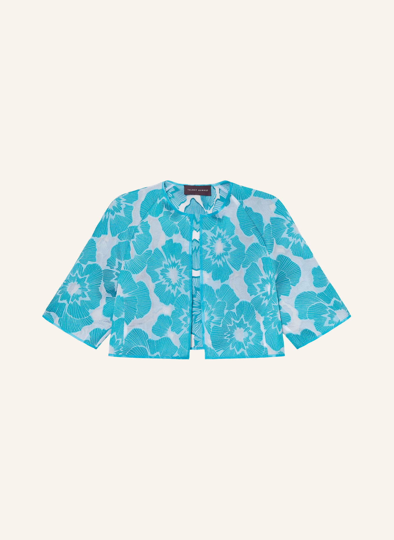 TALBOT RUNHOF Jacquard Bolero: TURQUOISE / WHITE