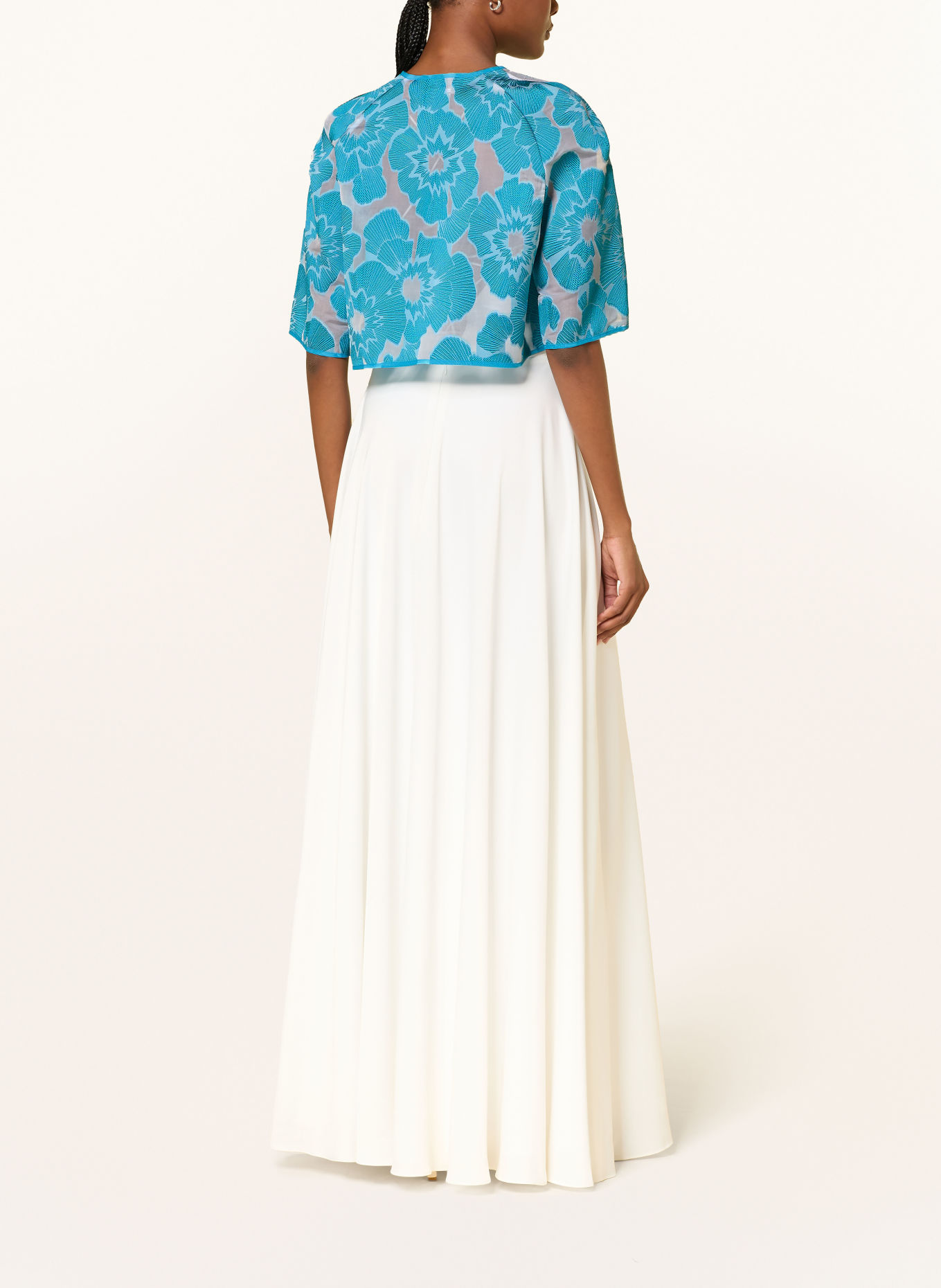 TALBOT RUNHOF Jacquard Bolero: TURQUOISE / WHITE