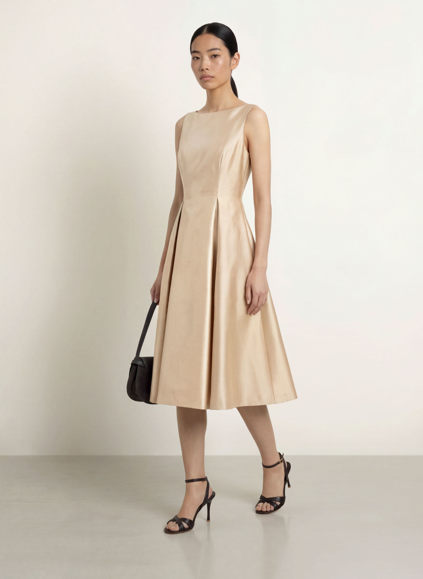 ADRIANNA PAPELL Satin dress: ECRU