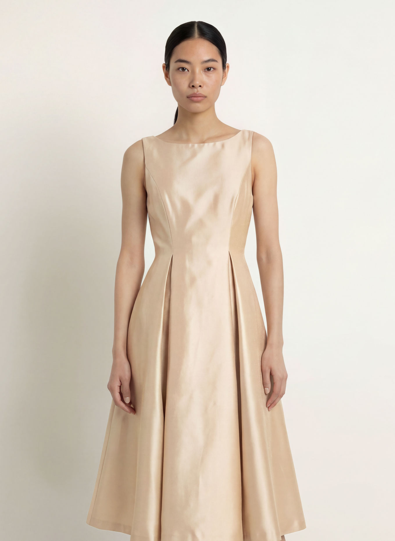 ADRIANNA PAPELL Satin dress: ECRU