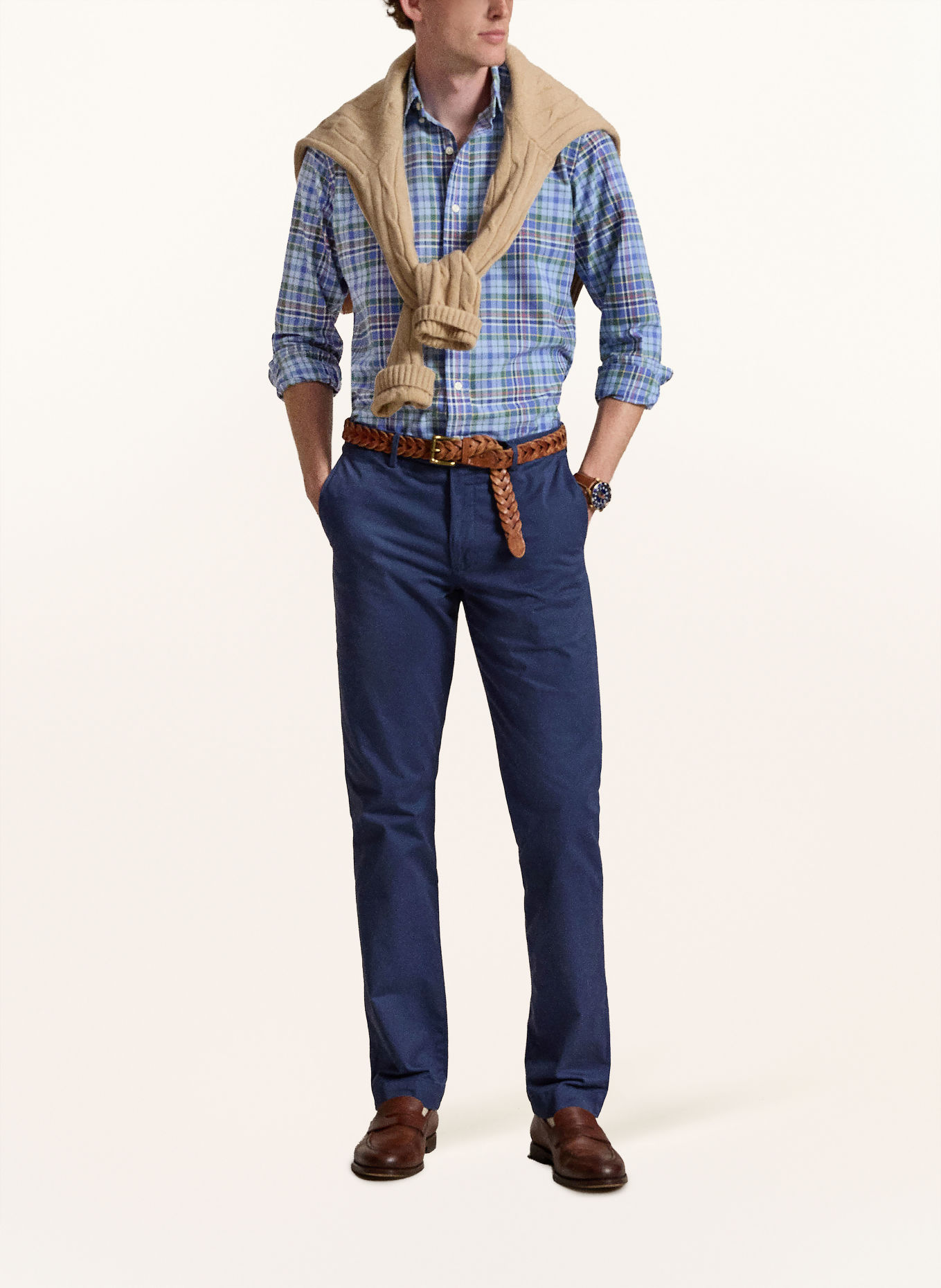 POLO RALPH LAUREN Oxford overhemd Classic Fit: BLAUW / GROEN / LICHTBLAUW